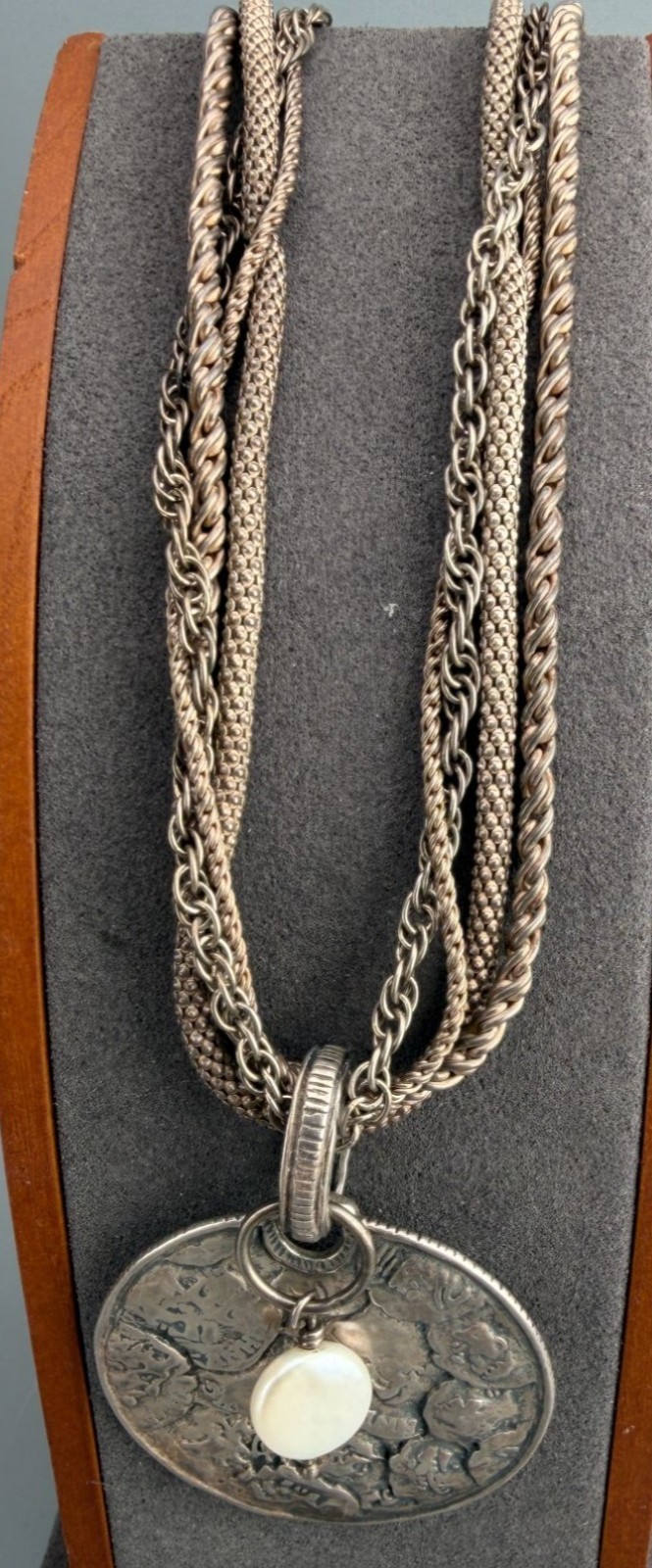 Vintage Silpada Retired Sterling Silver Multi Strand Coin Pendant Necklace 50g