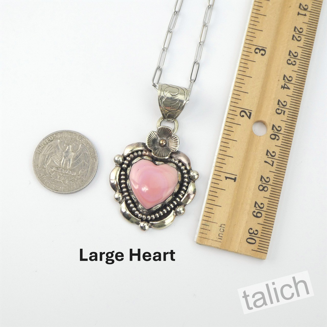 Pink Conch Shell Floral Tibet Silver Heart Pendant Necklace Boho Unique Gift