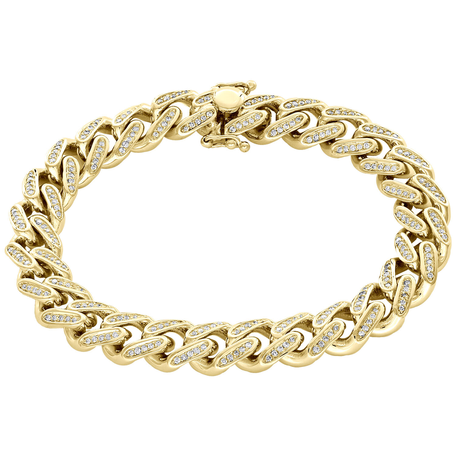 10K Yellow Gold 11.35mm Solid Miami Cuban Link Diamond Bracelet 8.50″ | 2.10 CT.