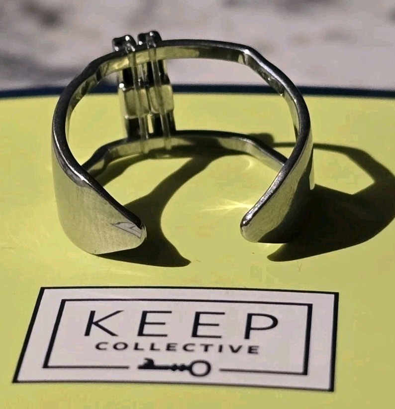 KEEP Collective SILVER RING Size M/L 7-9 Adjustable Charm Key Keeper NEW
