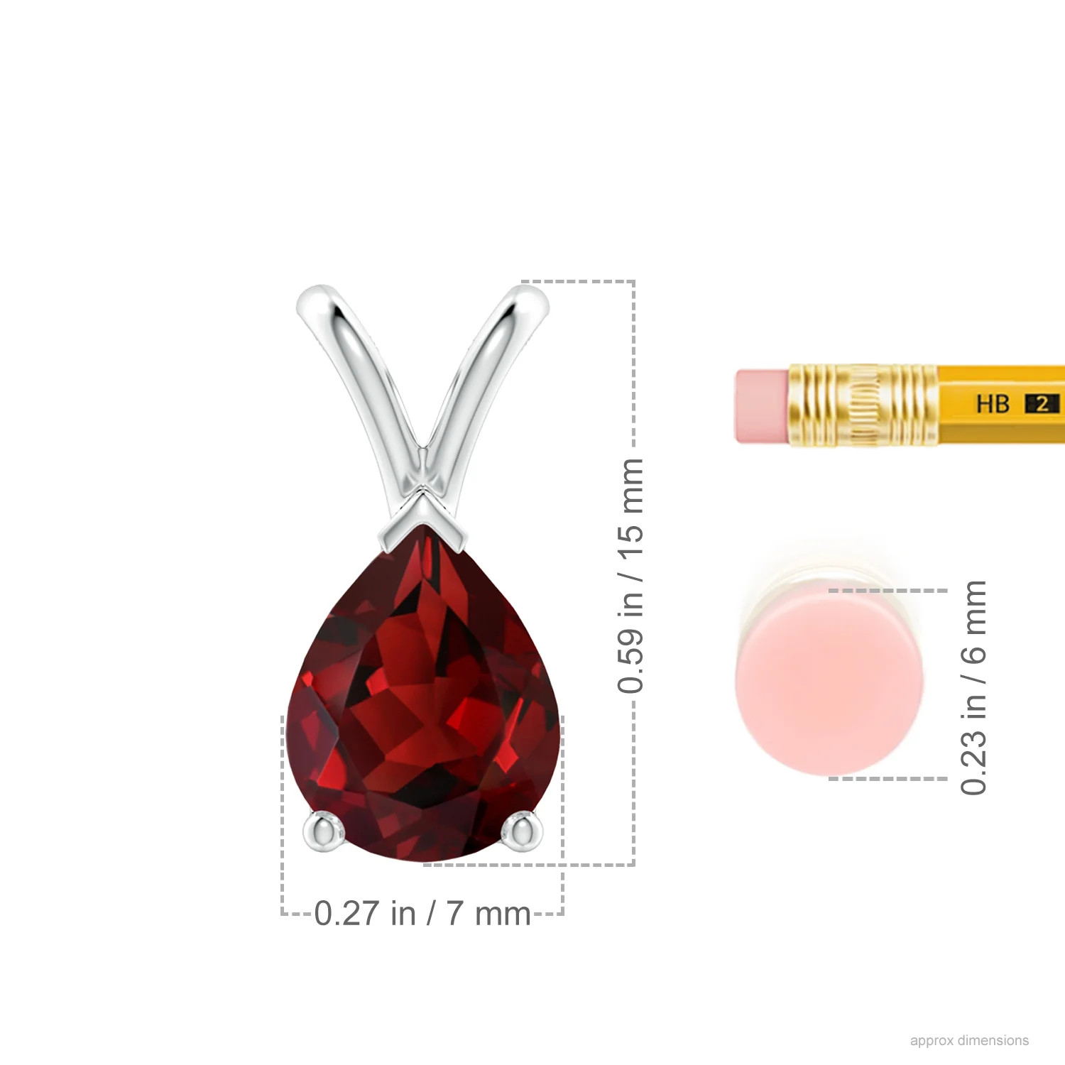 Angara Natural V-Bale Pear-Shaped 1.8 ct Garnet Solitaire Pendant in Silver
