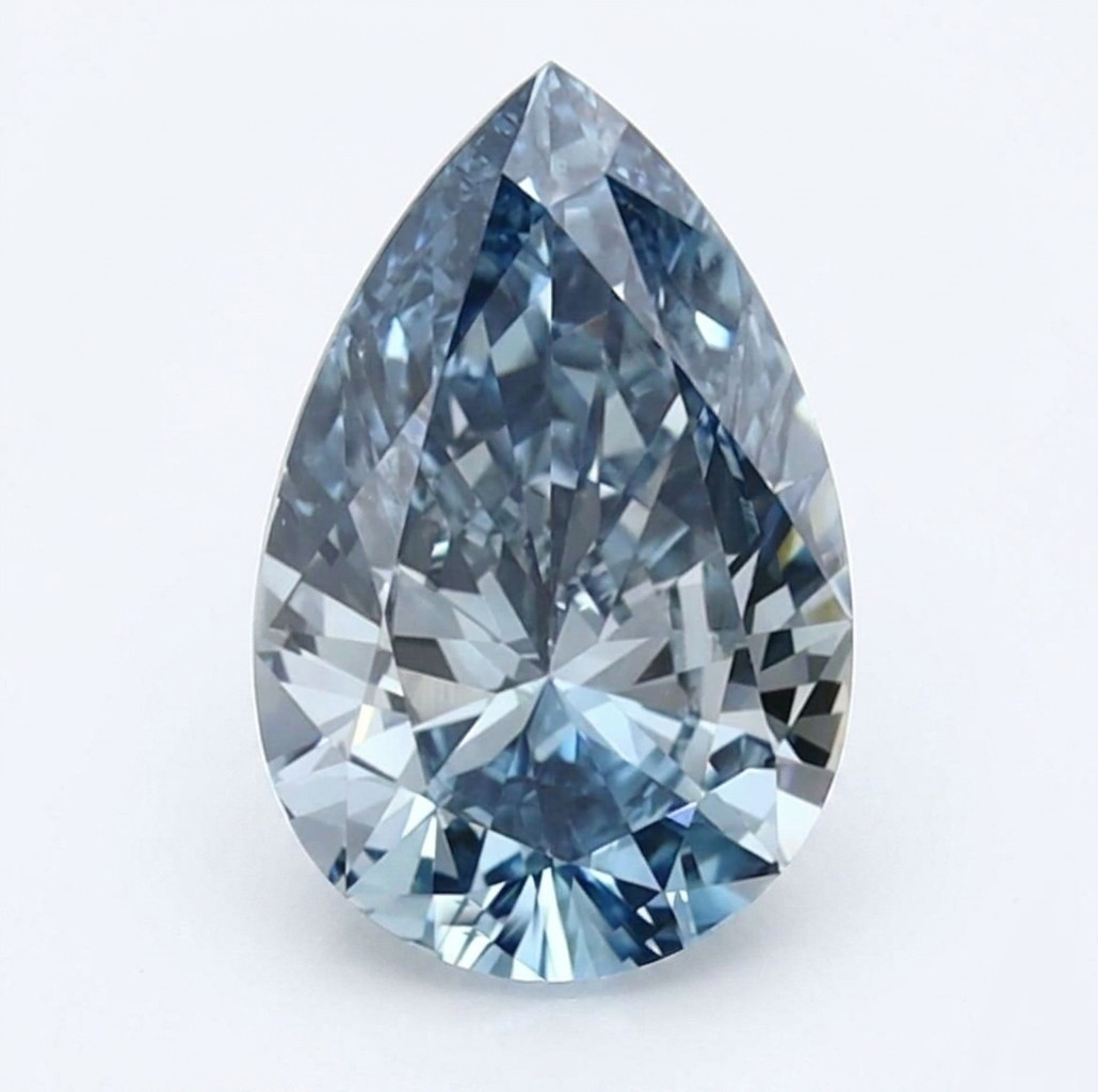 8x6mm Blue Pear Cut CVD Lab Grown Diamond IF Clarity | Certified Loose Gemstone