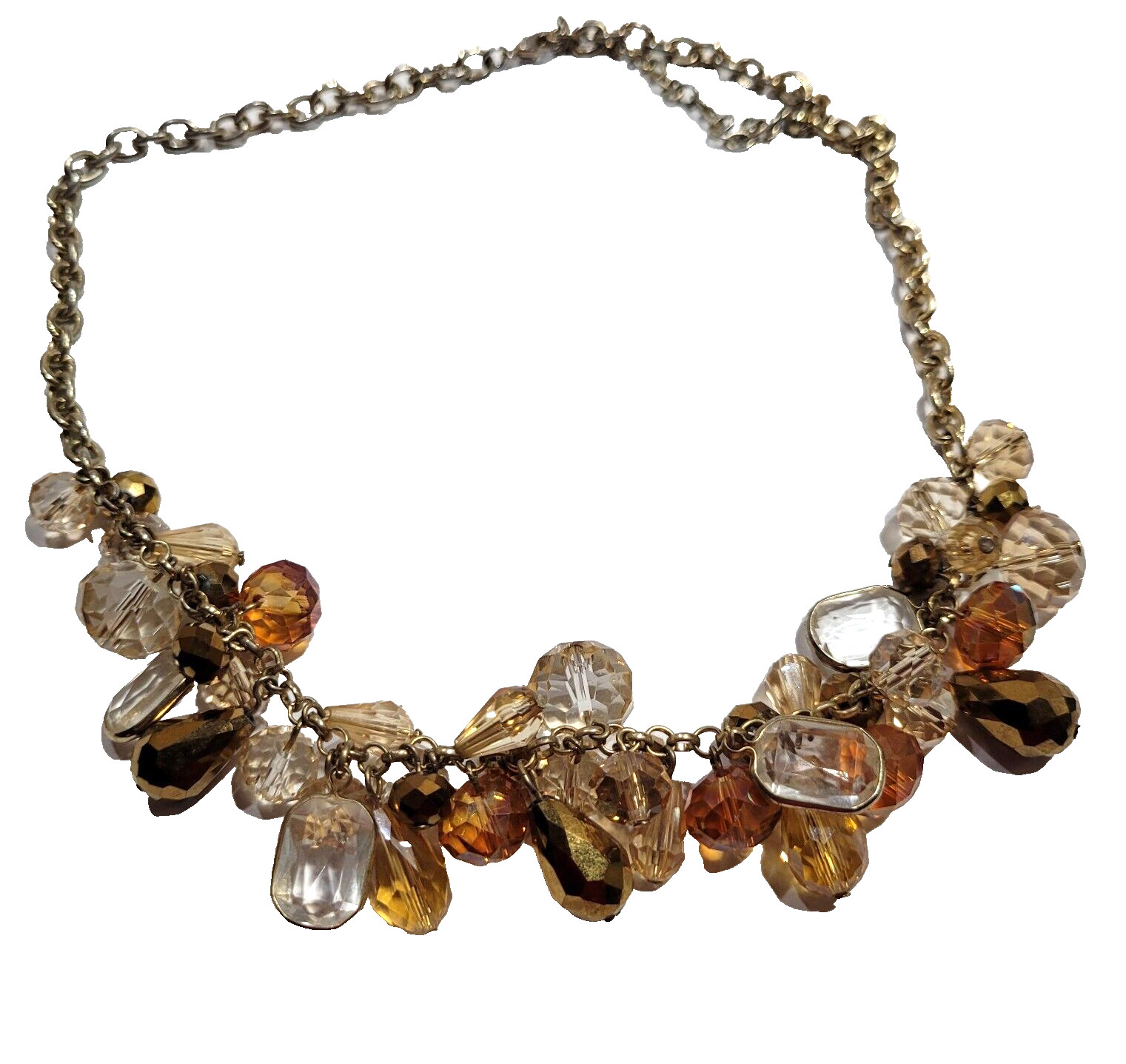 Chunky Cluster Statement Multi Colored Faceted Glass Charm Drop Necklace 21 Inch