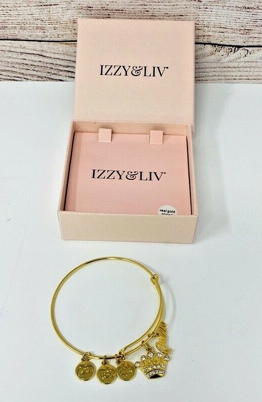 Izzy & Liv Queen Gold Plated Adjustable Charm Bracelet, Brand New!