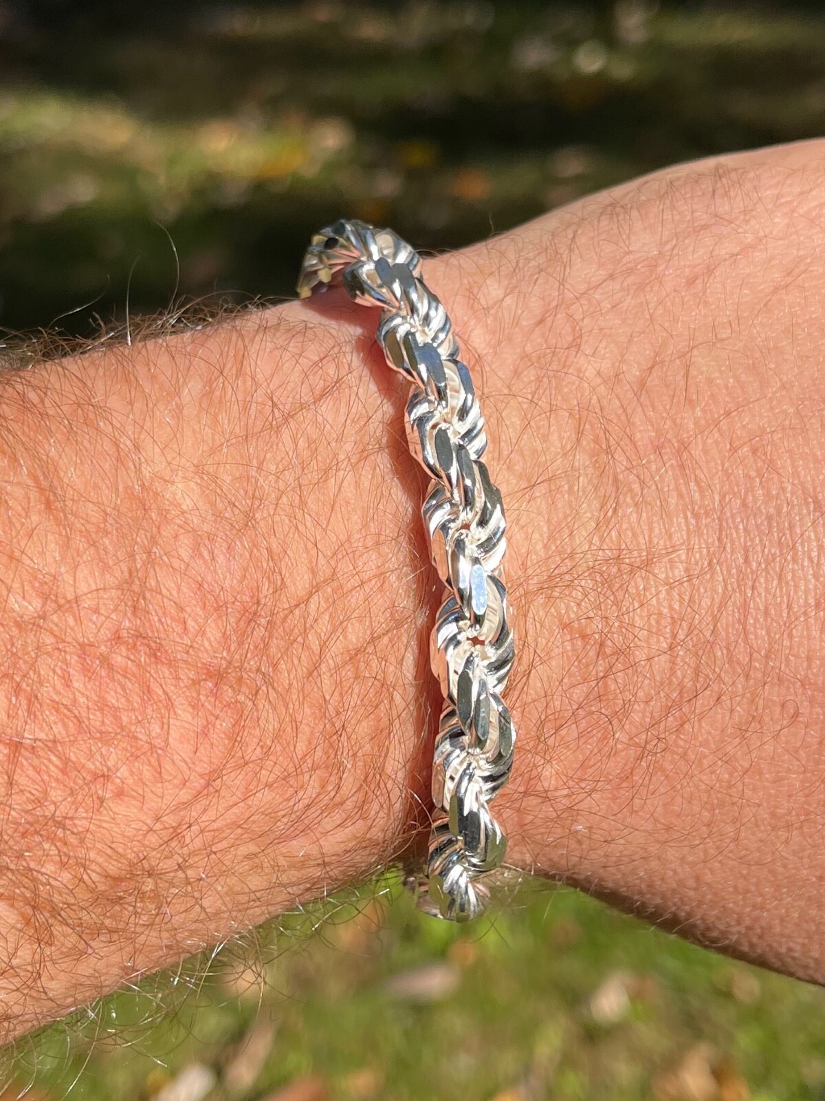 Men’s Thick 8mm Rope Bracelet Real Solid 925 Sterling Silver 8.5″ 42 Grams ITALY
