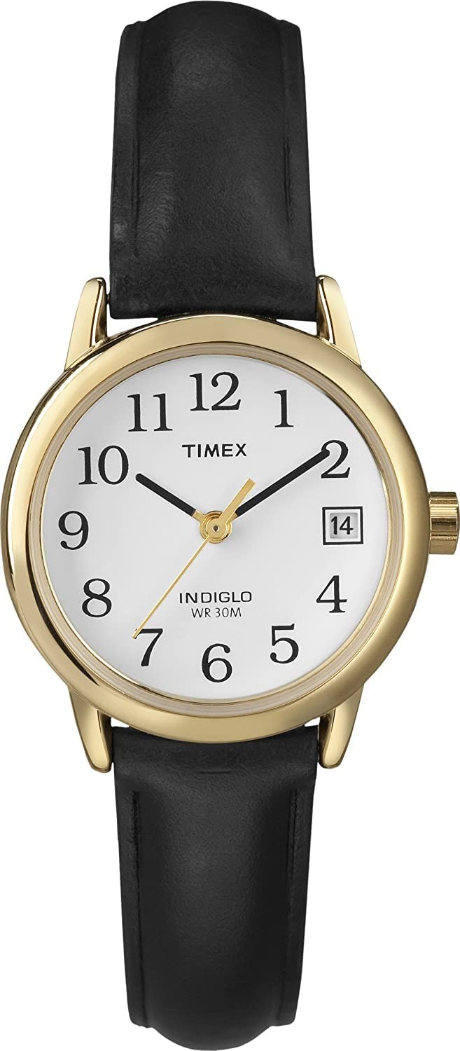Timex Ladies Easy Reader 25 mm Leather Strap Quartz Watch – T2H341 NEW