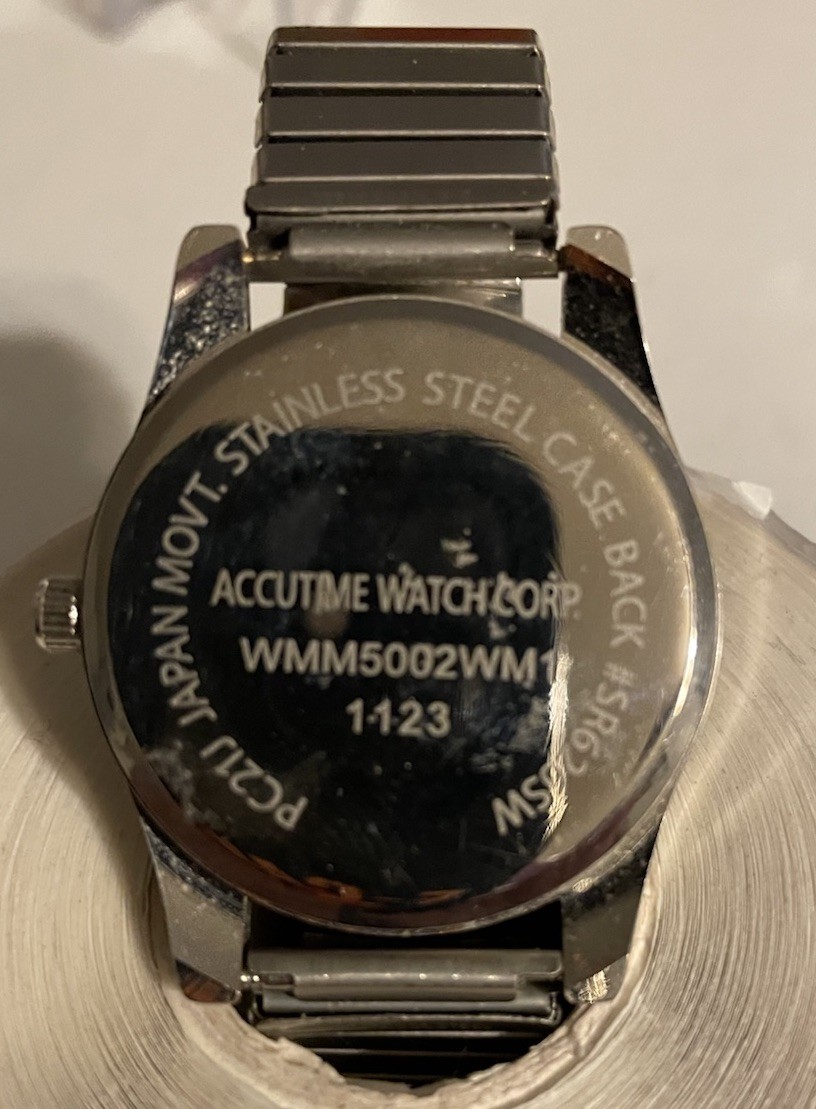 Accutime Watch Corp. WMM5002WM1 Model PC21J Japan Stainless Steel-RUNS