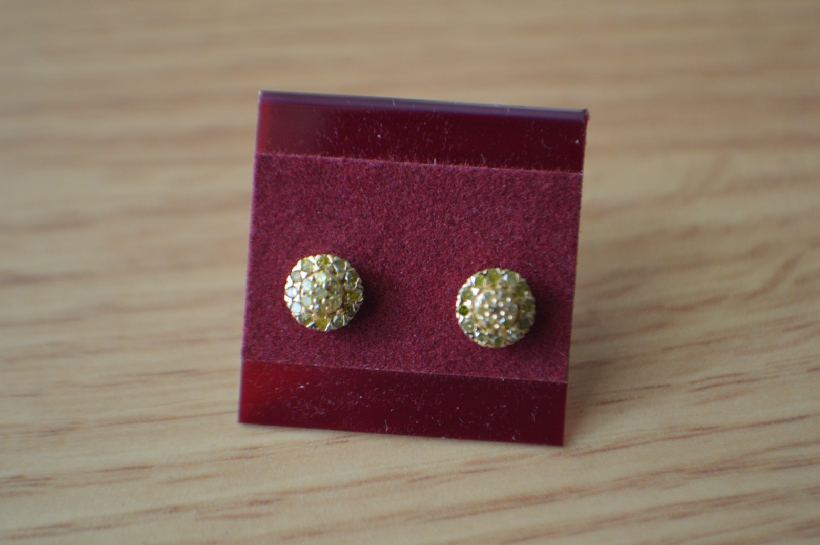 0.23ct Natural Yellow Diamond Earrings 18K Yellow Gold Plated over Fine Silver