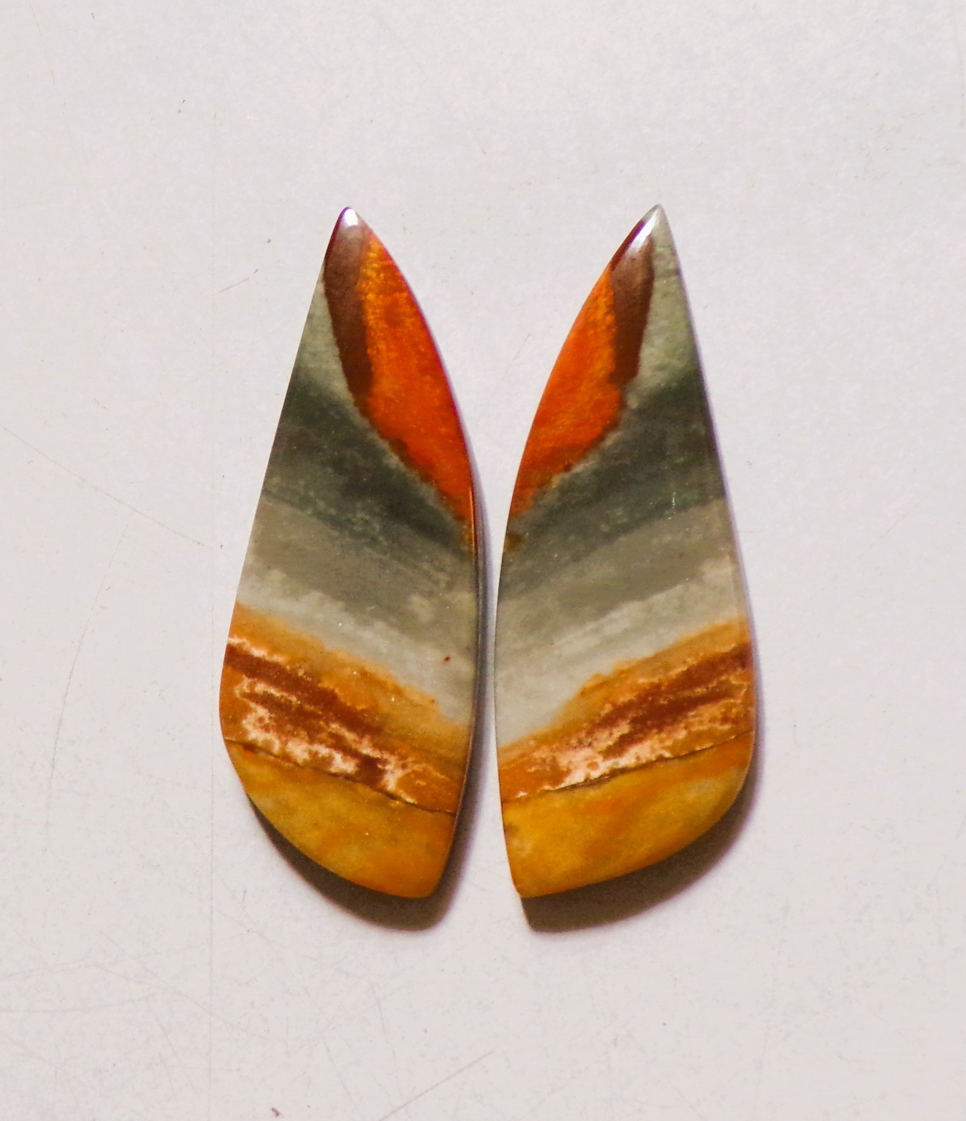 20.40 Cts Natural Polychrome Jasper Cabochon Match Pair Gemstone 31X12MM 03