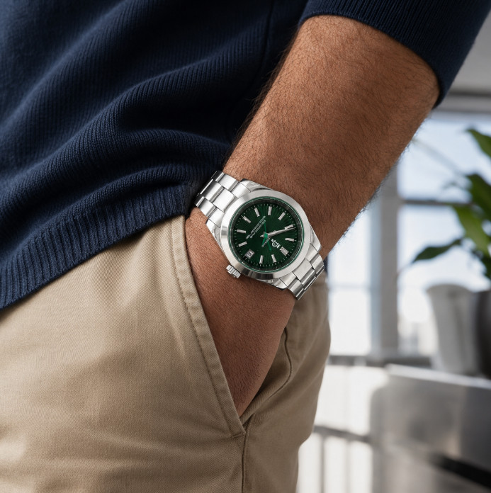 Dwellingham Cotton Club Green Sunburst 904L Automatic 28,800 vph • Box & Papers