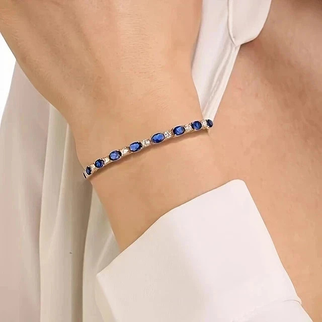 5ct Oval Cut Lab Created Diamond Tennis Bracelet 14K White Gold Plated