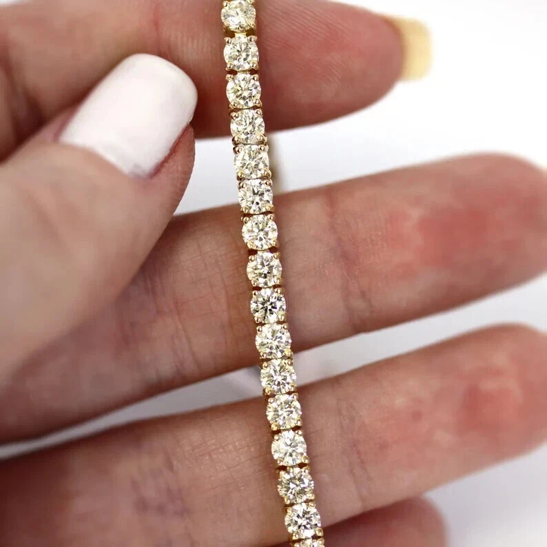 9.0Ct Round Cut Lab Created Diamond 14K Yellow Gold Finish 7.5IN Tennis Bracelet