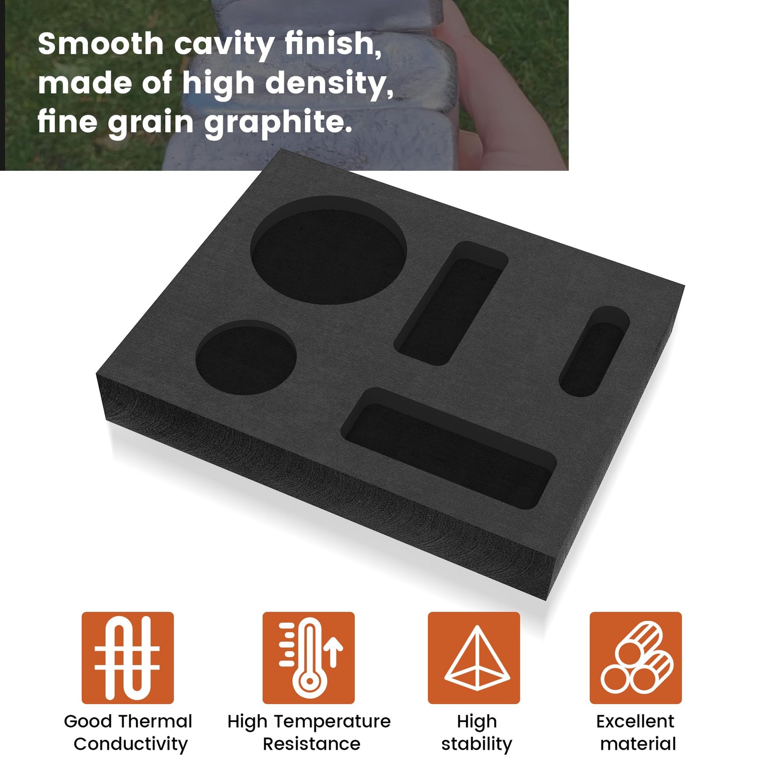 5-in-1 Graphite Casting Ingot Mold for Melting and Refining Silver, Brass, Zi…