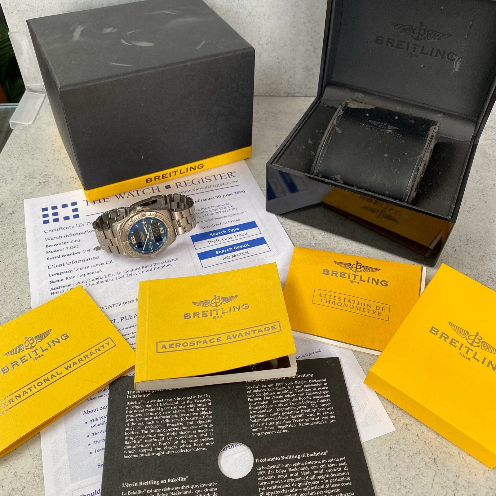 2007 Breitling Aerospace Advantage Titanium Quartz E79362 Watch – Full Set