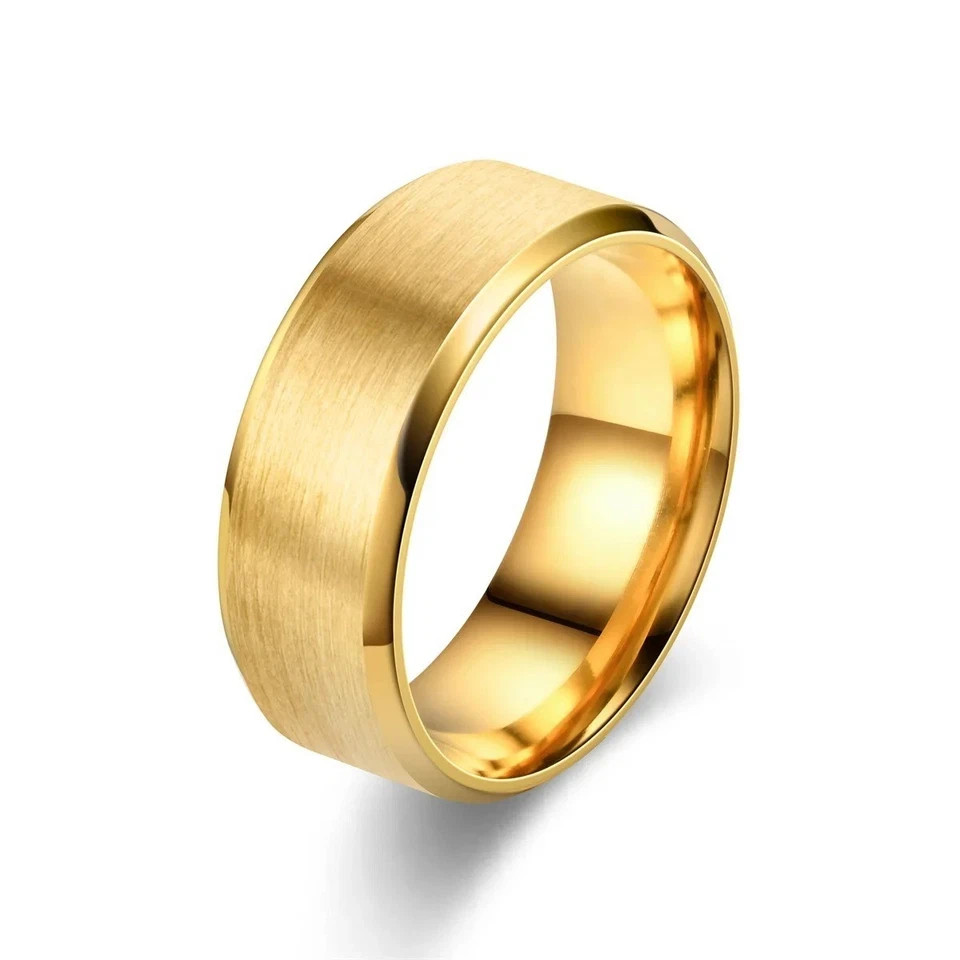 6 Colors 8mm Tungsten Ring Brushed Stainless Steel Wedding Band Men Women