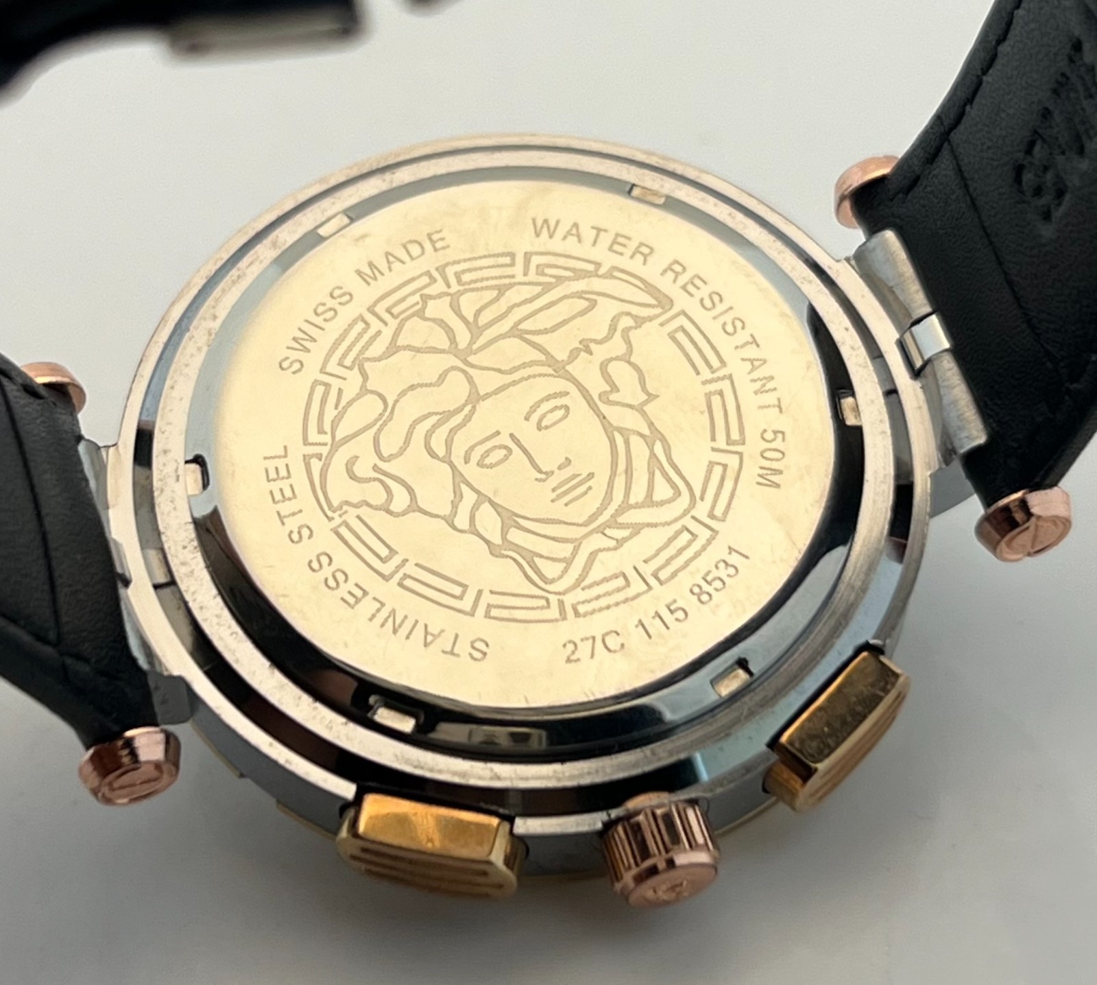 Precious Men’s Versace Greca Chronograph Black Dial Date Working Wristwatch