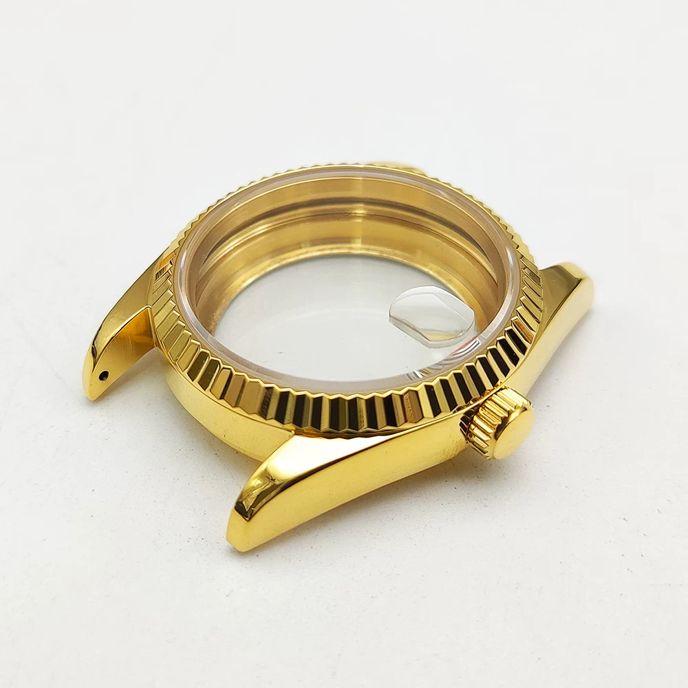 36mm Stainless Gold Watch Case Sapphire Glass For Nh35/36 Movement 28.5mm Dial