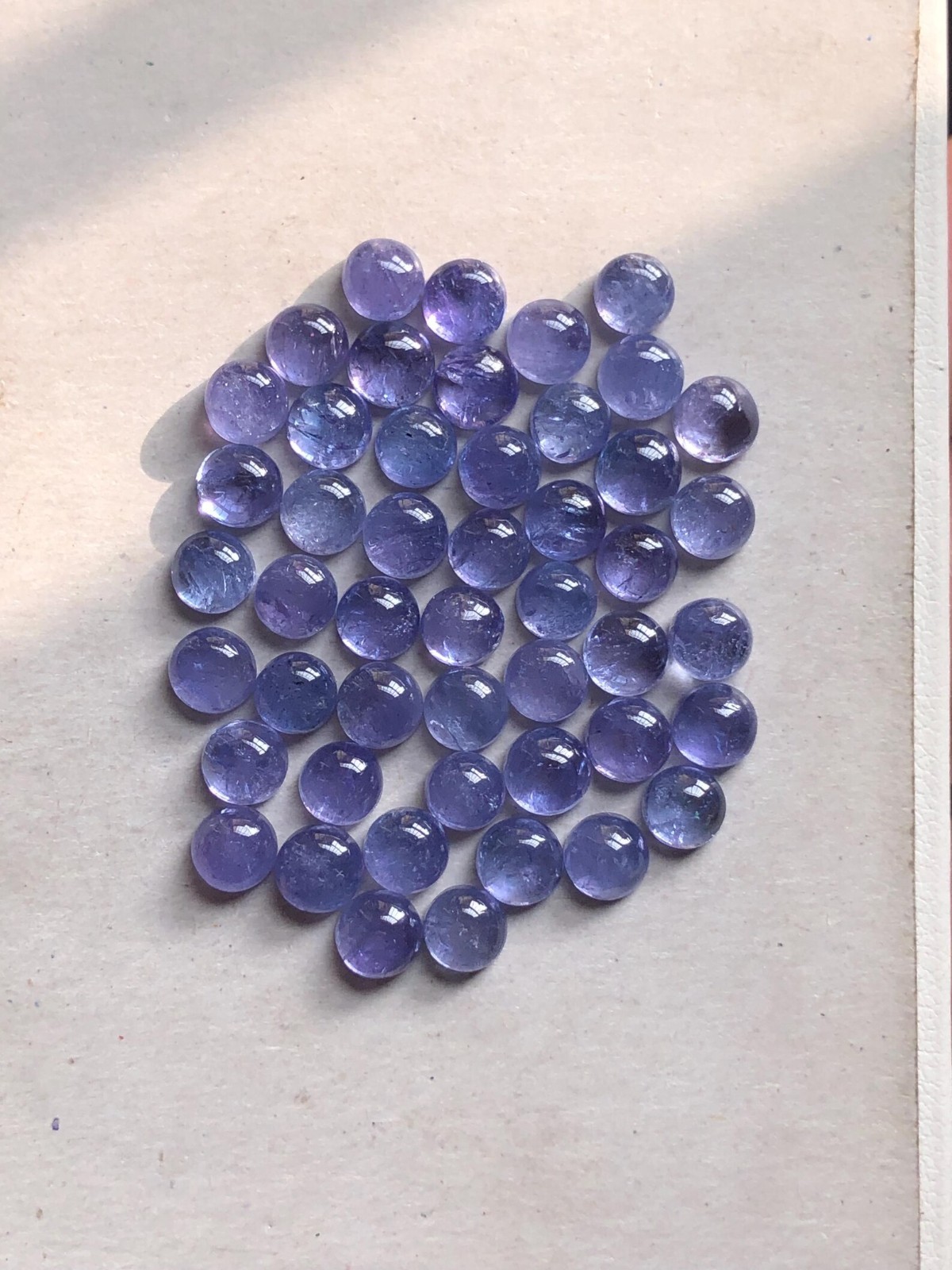 10 Piece AAA Tanzanite Cabochon Gemstone: 5mm Round, Natural Violet-Blue Gems