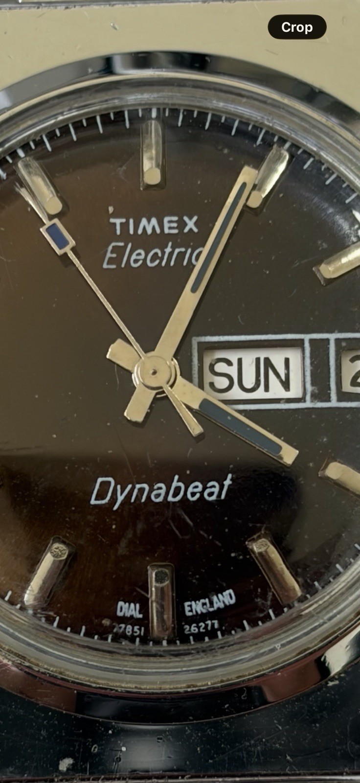 Vintage 1977 Timex Electric Dynabeat 26277 Maroon Dial Watch Runs