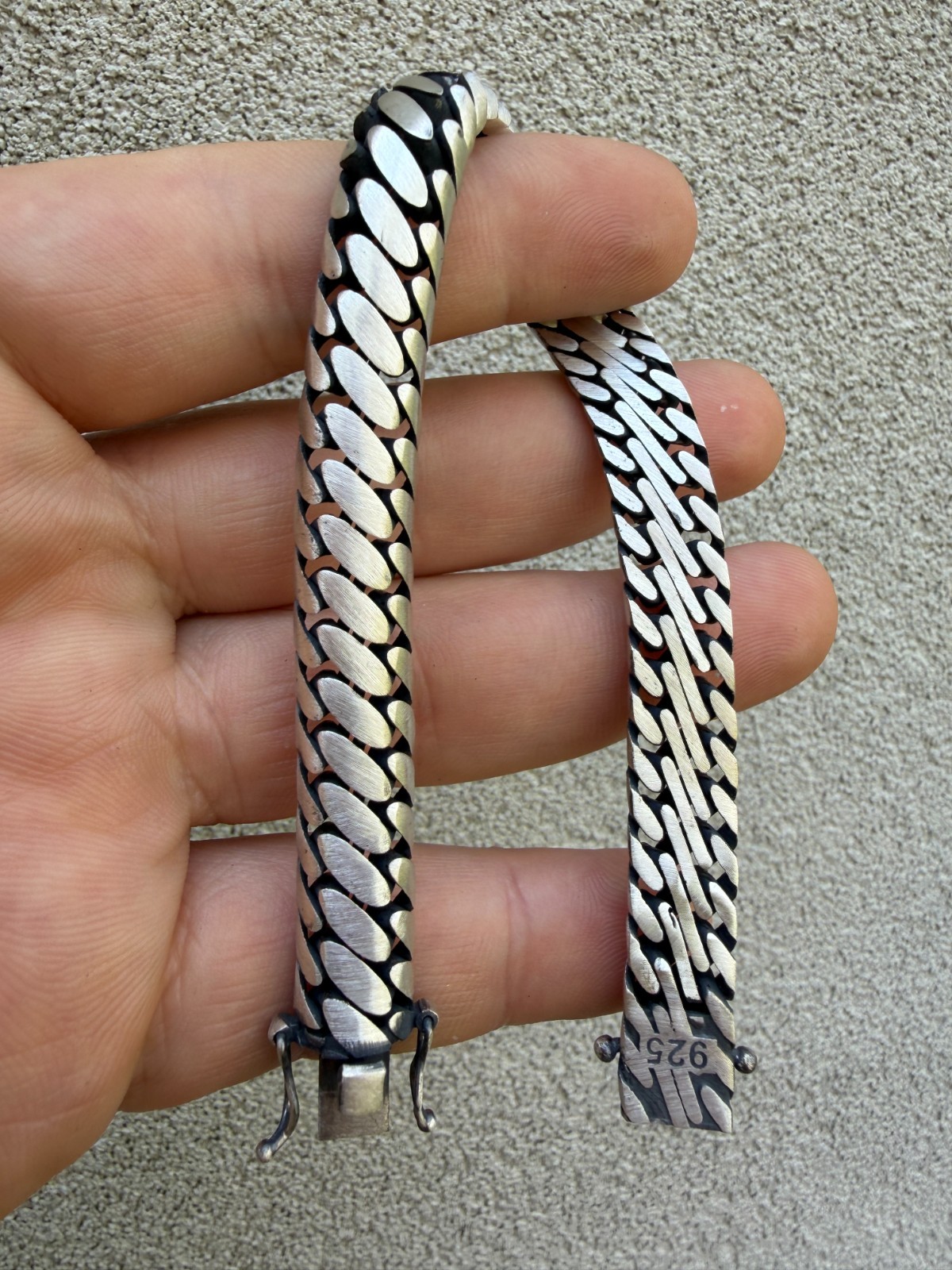 Custom 3 Link Miami Cuban Python Bracelet 12mm Real 925 Silver Oxidized Finish