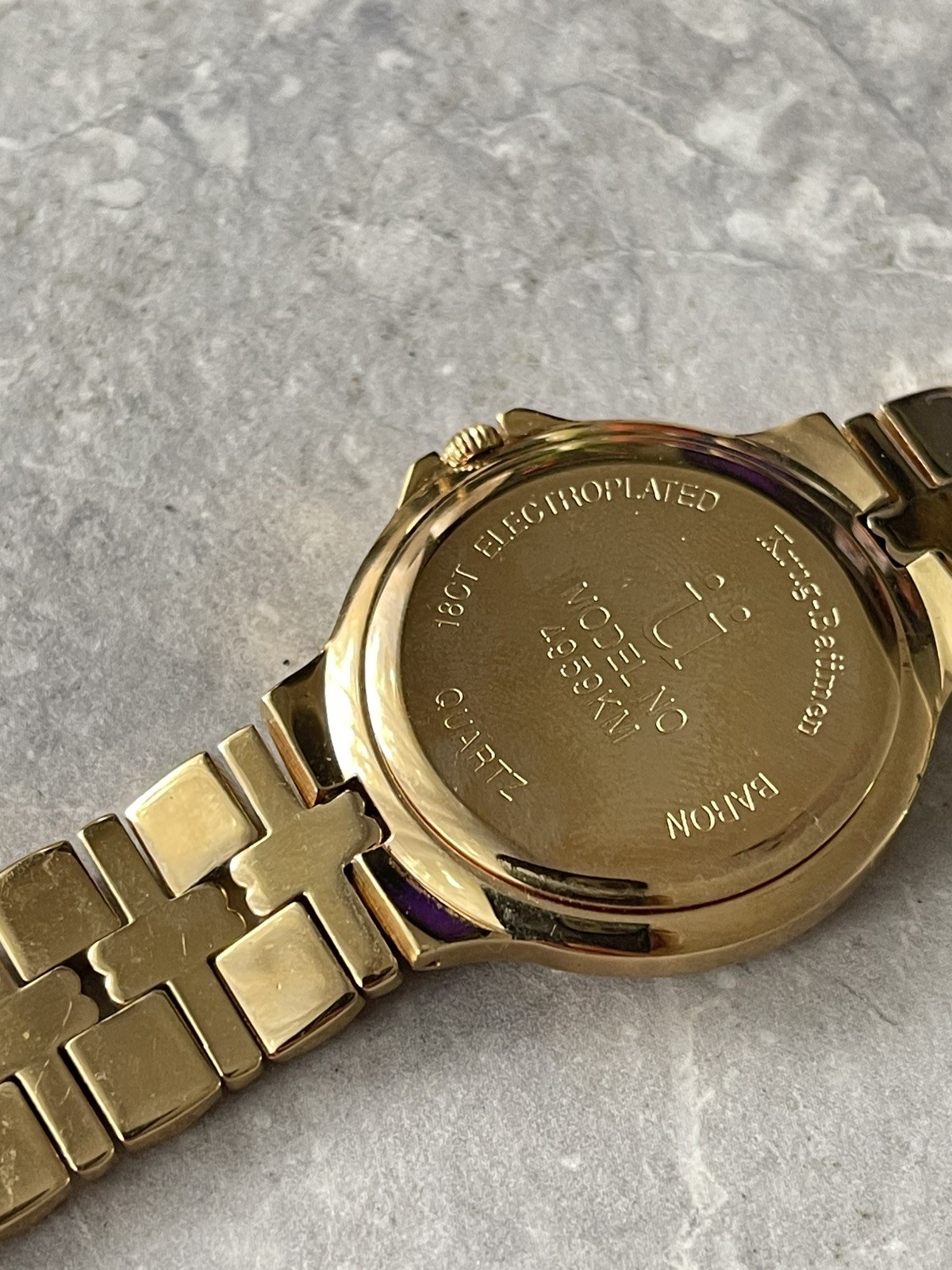Krug Baumen Baron 4959 KM 18K Gold Plated Watch Men 1990’s Vintage Gold Tone 150