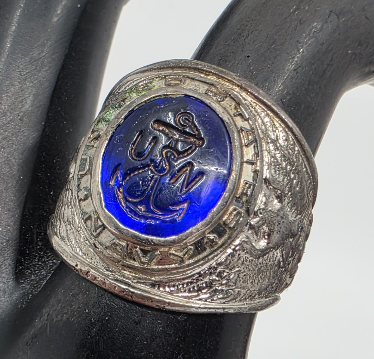 Vintage USN Naval Academy Sterling Silver 925 Kinney Wide Band Ring Size 8.5