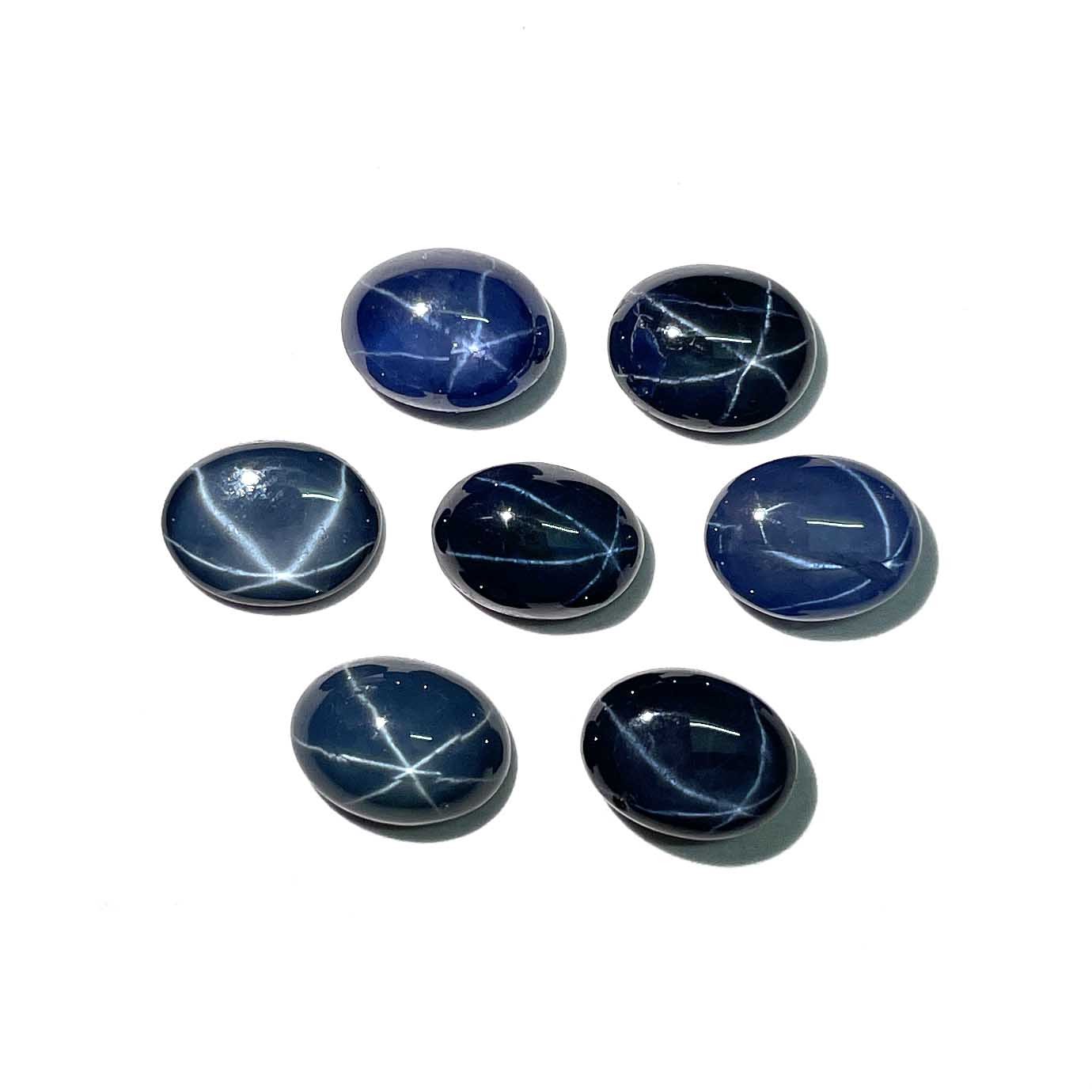 Diffused Star Blue Sapphire Oval Cabochon Loose Gemstone Lot 5 Pcs 6*8 MM 10 CT