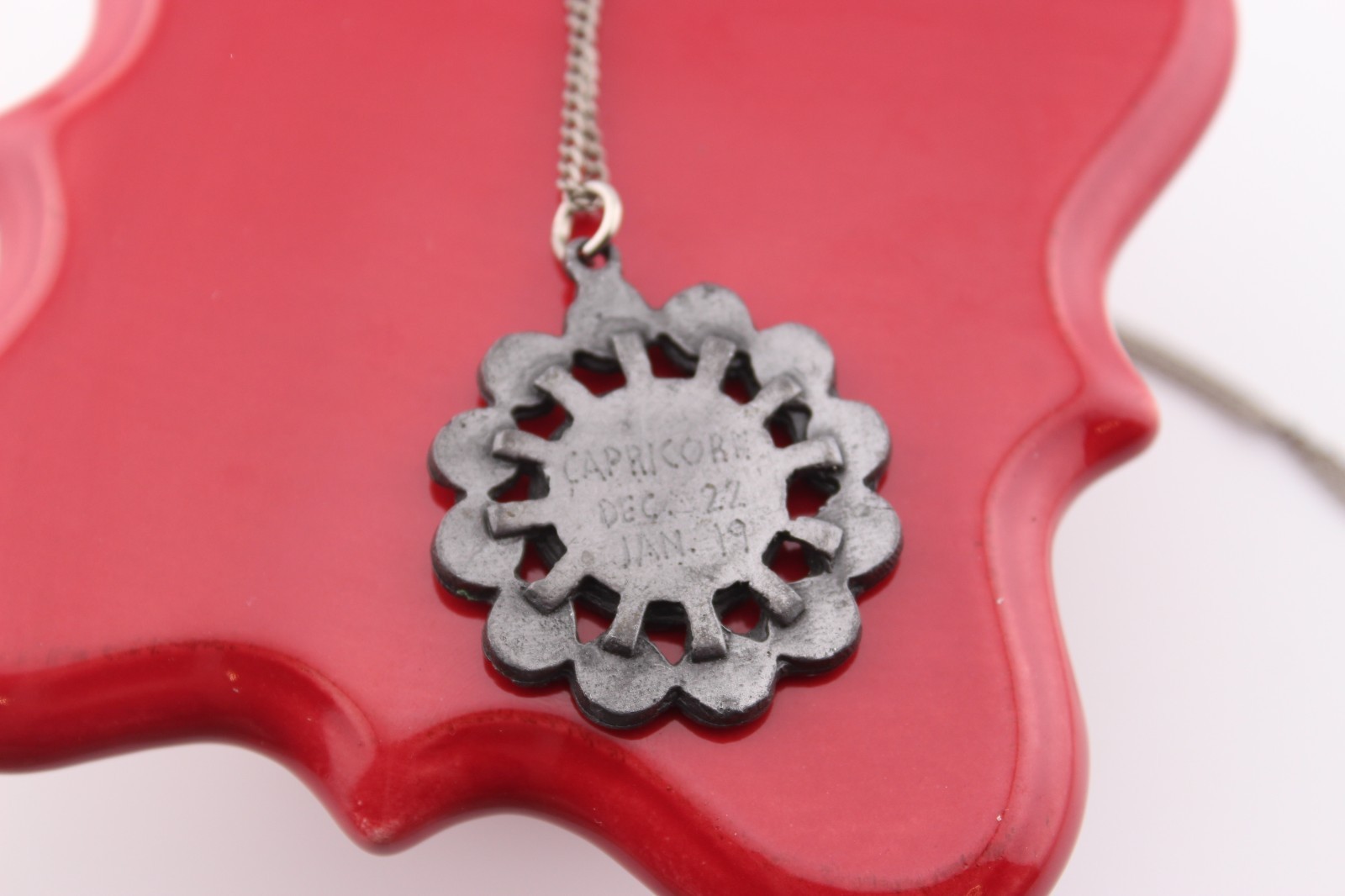 Vintage pewter Capricorn astrology zodiac sign Horoscope pendant necklace 18″