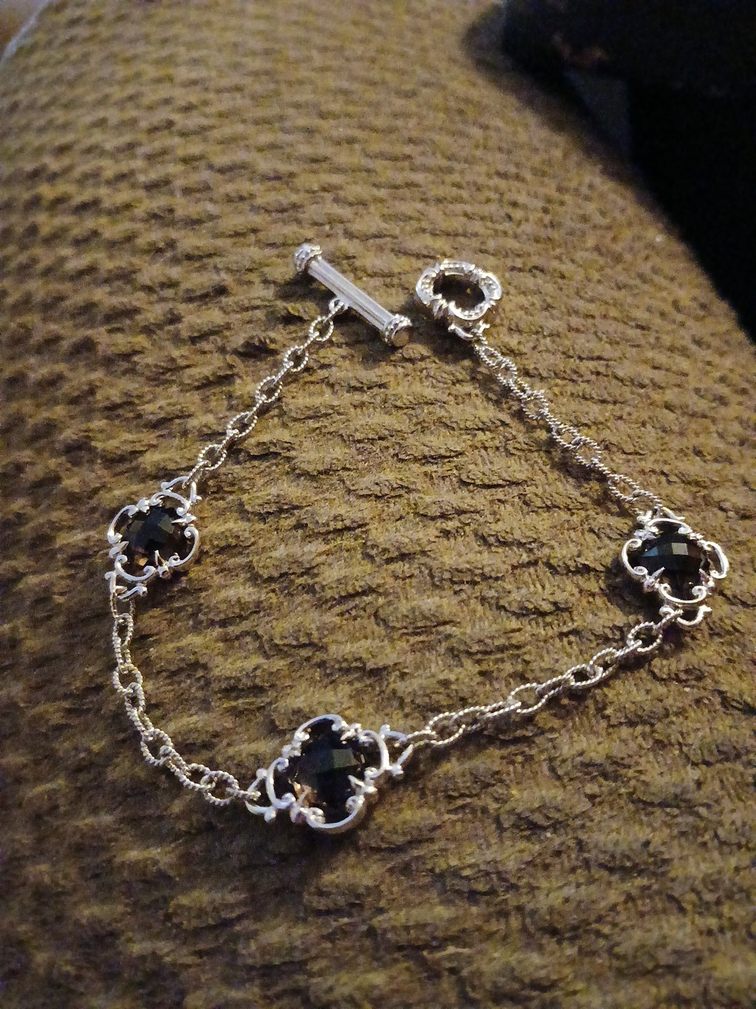 Gabriel & Co. Sterling Silver With Smokey Quartz Toggle 7″ Bracelet Excellent!!