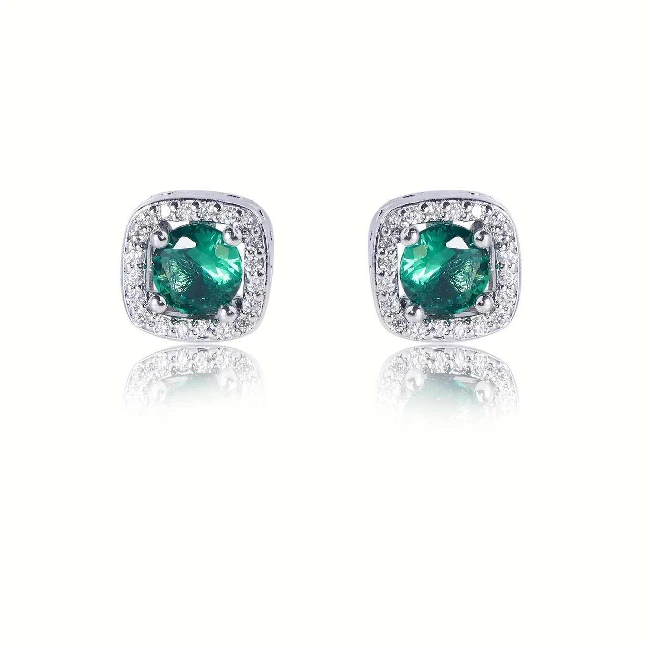 Ring Necklace & Earring Set 14K Yellow Gold Plated Round Lab Created Emerald