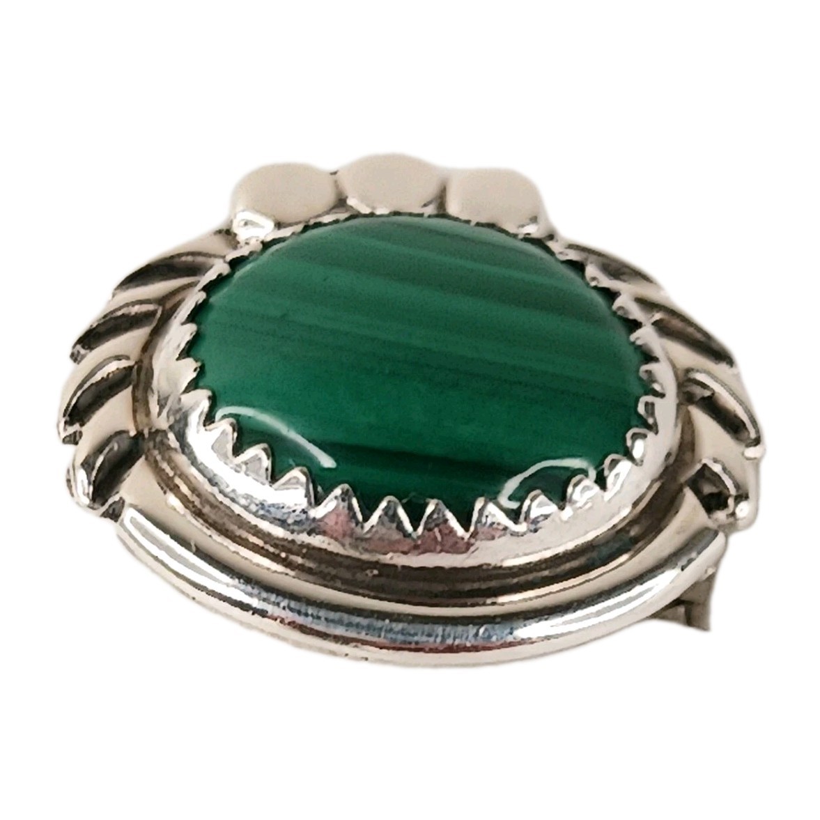 Earrings Clip Vintage Mexico 925 Sterling Malachite Scroll Work Classic Timeless