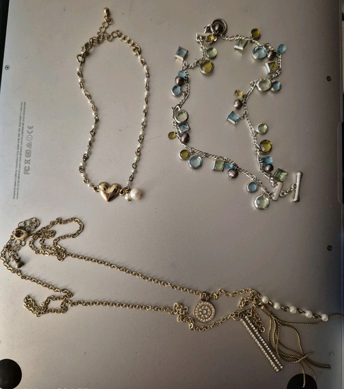 3 Jewelry Pieces – Bracelet, Choker & Necklace Silver & Gold Toned Fashion Lot