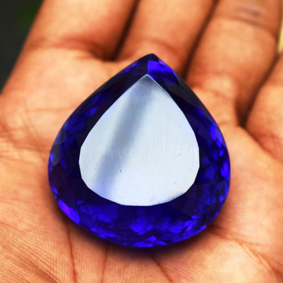 291.10 Carat Flawless Dark Blue Tanzanite Pear Cut Certified Loose Gemstone