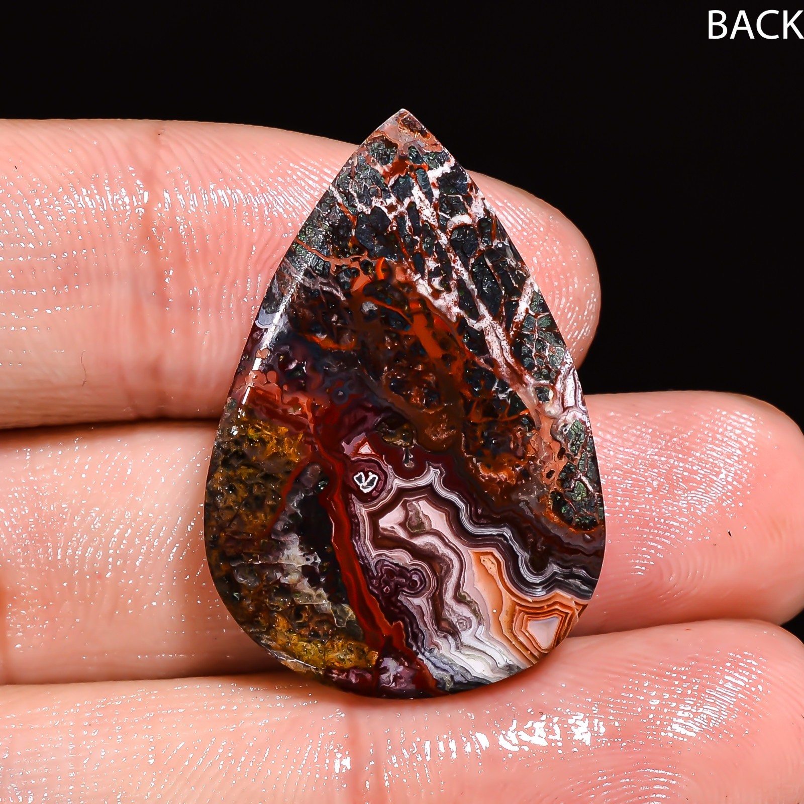 Natural Crazy Lace Agate Pear Shape Cabochon Loose Gemstone 30X20X5 MM 26 Cts.