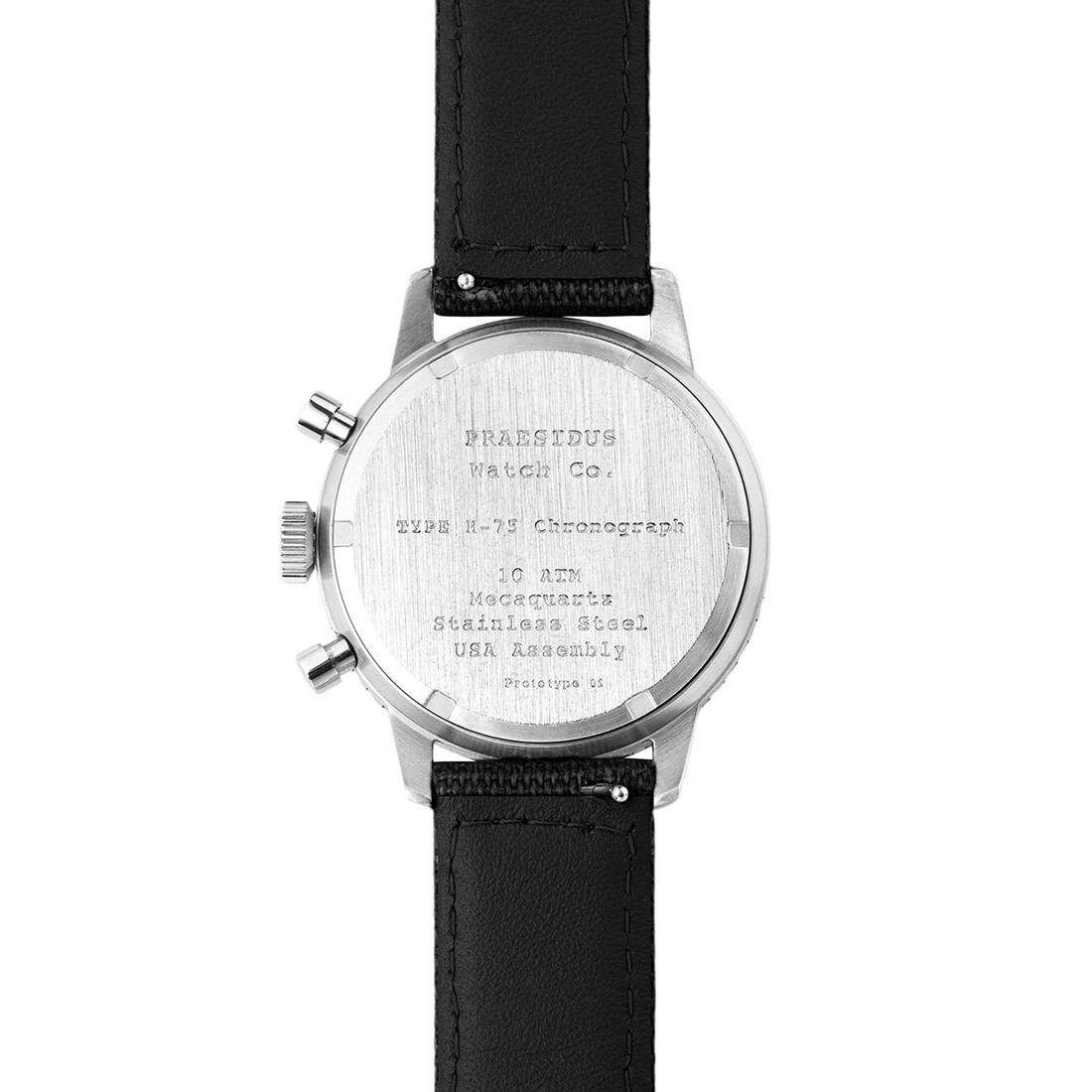 Praesidus Type Mechanical Chronograph Quartz Black Steel Pilot Men’s Watch