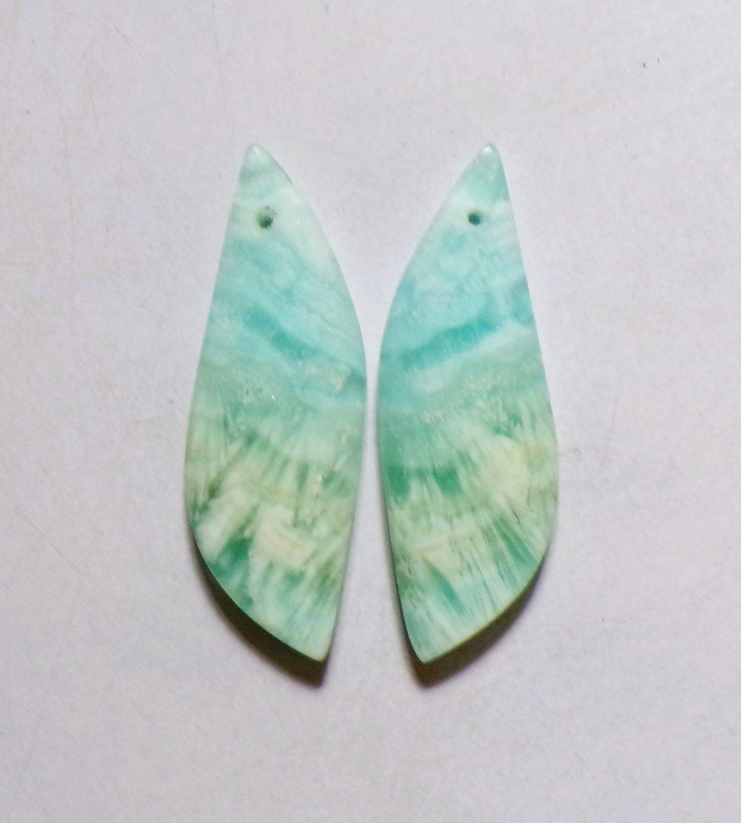 33.95 Cts Natural Blue Aragonite Drilled Match Pair Cabochon Gemstone 38X13MM 85
