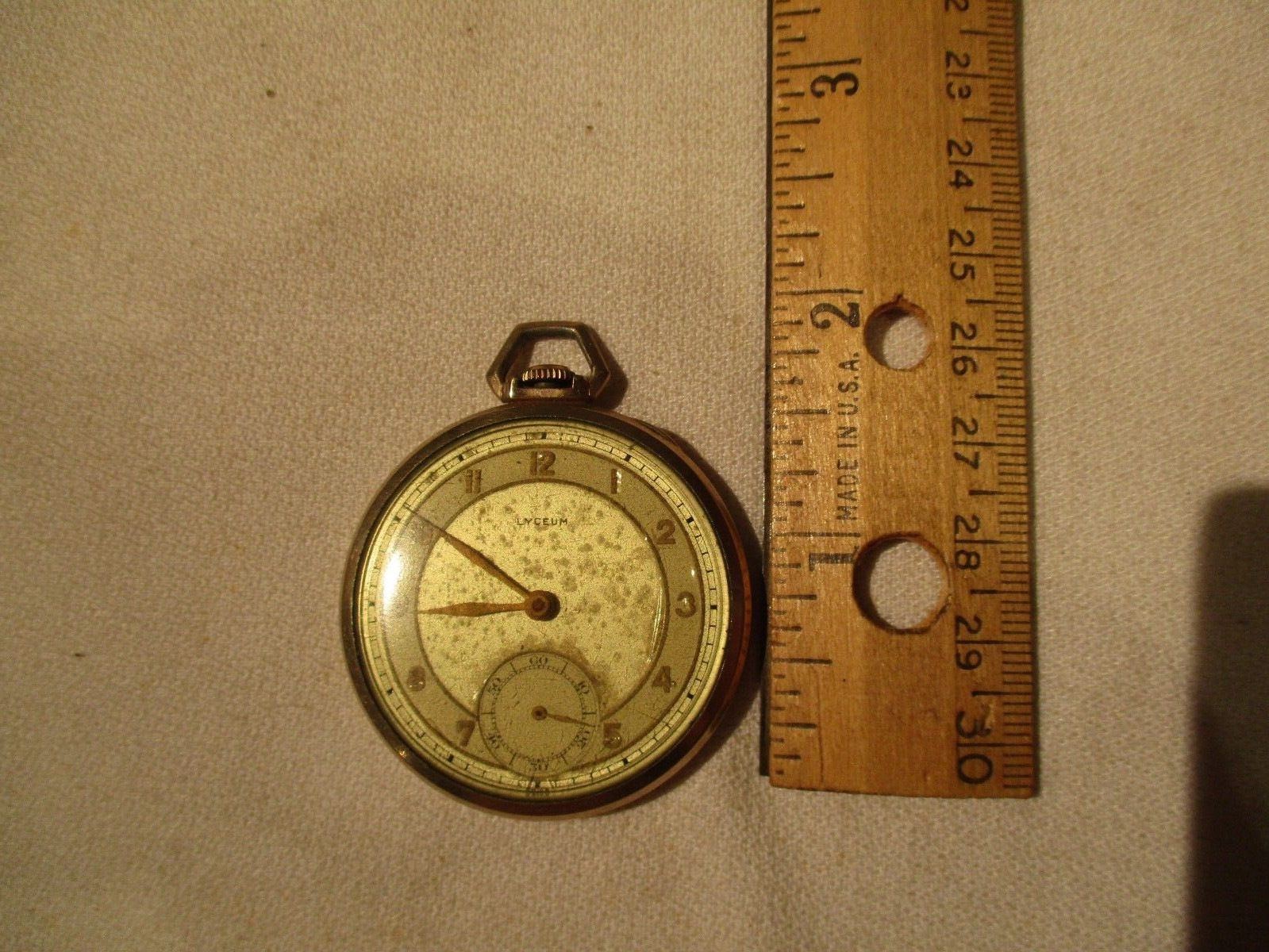 VINTAGE LYCEUM 10K GOLD FILLED YELLOW GOLD CASE 17 JEWEL MENS POCKET WATCH
