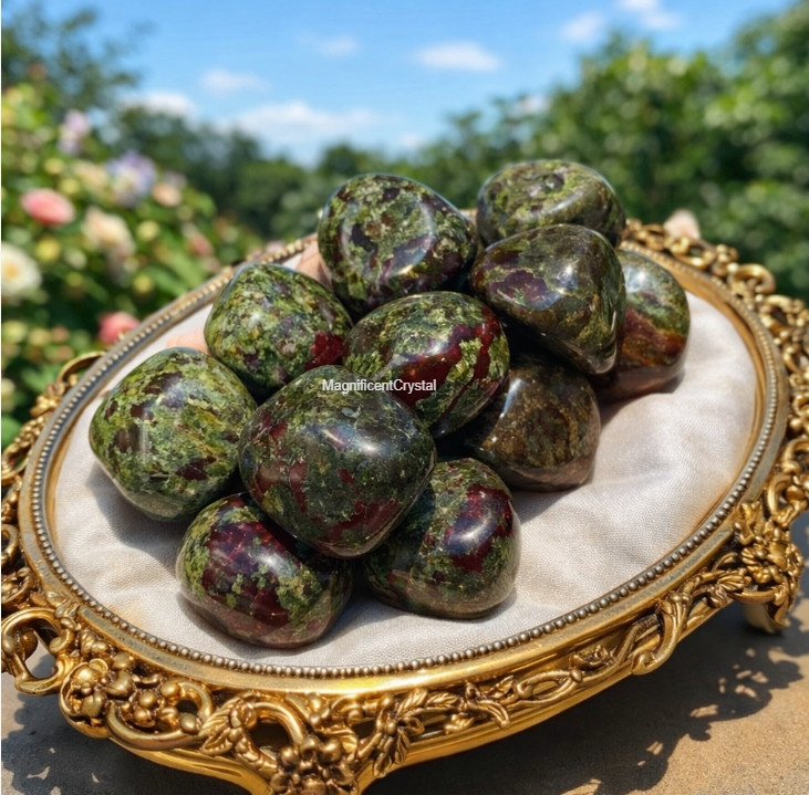 4PCS Bloodstone Tumbled Stone Bracelet Set Protection Healing Crystal Jewelry