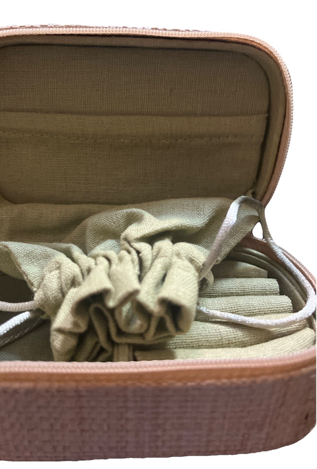 Jewelry Travel Case Box BAMBOO TYPE ZIPPER Tropical Palm Tree Small Bag Vintage