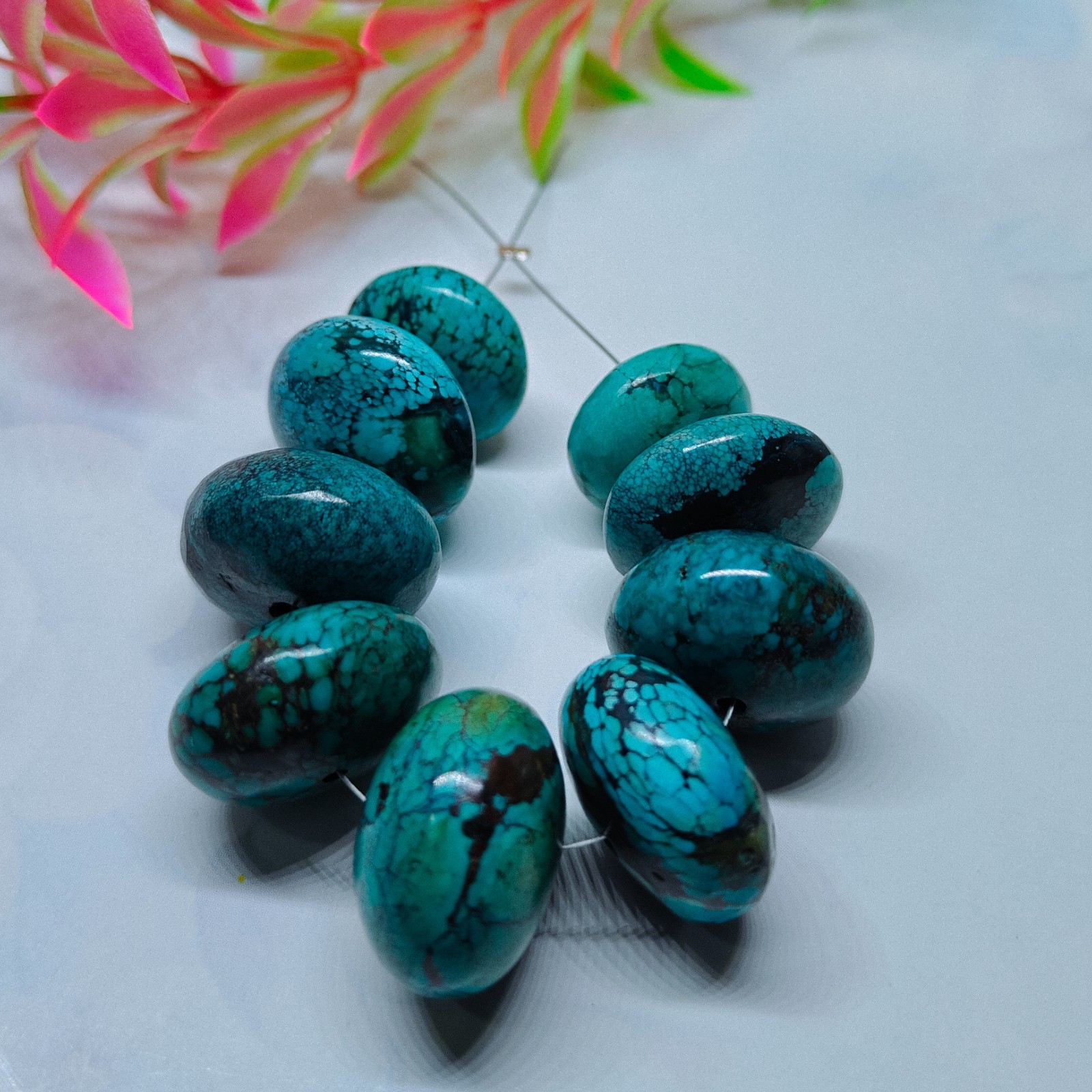 Turquoise Roundel Beads Natural Gemstone Loose Beads For Jewellery Making 187 Ct