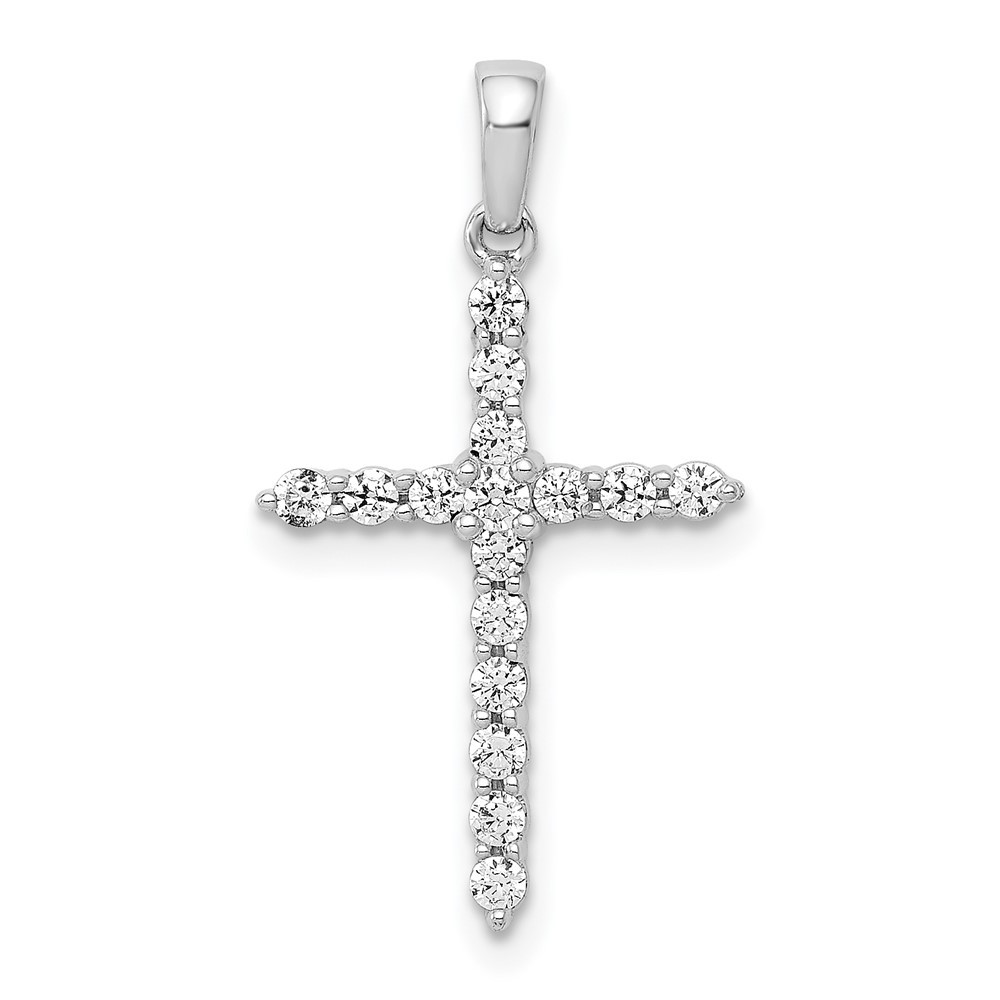 14k White Gold 1/4 Ct Lab Grown Diamond Cross Pendant VS/SI, G