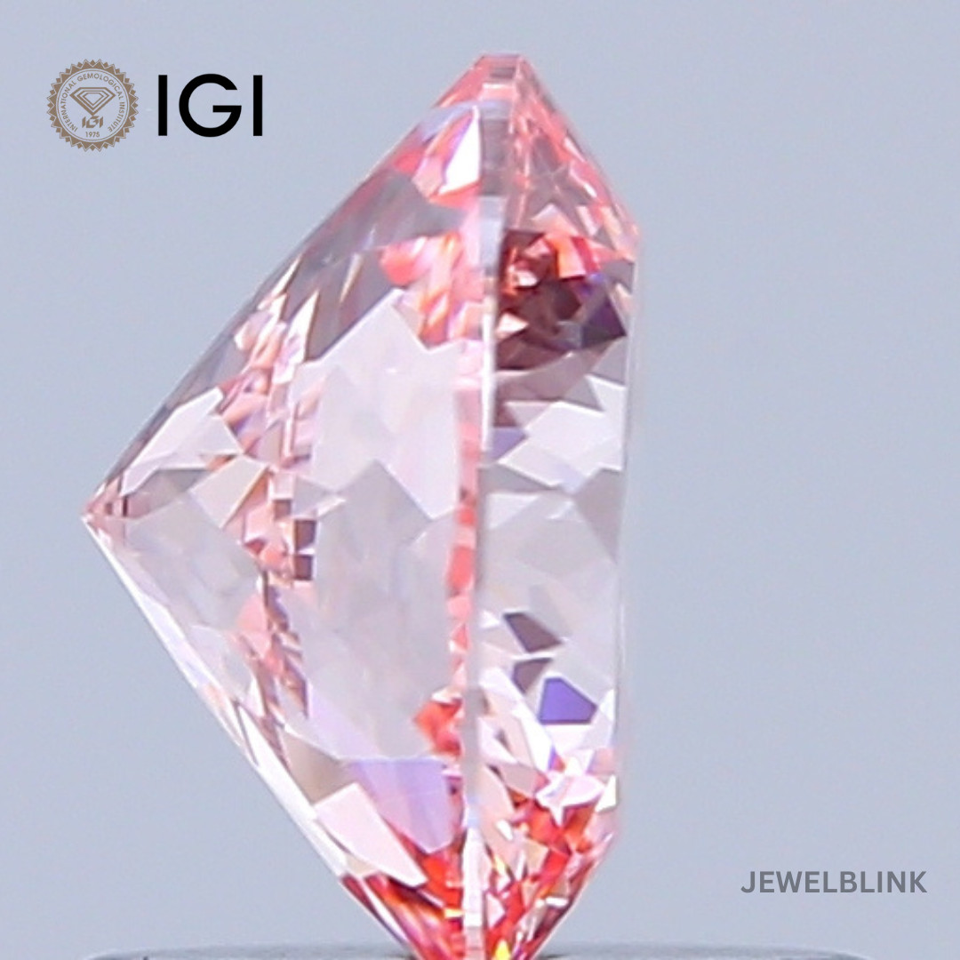 IGI Certified 1.09 CT Fancy Intense Pink VVS2 Portuguese Cut Lab Grown Diamond