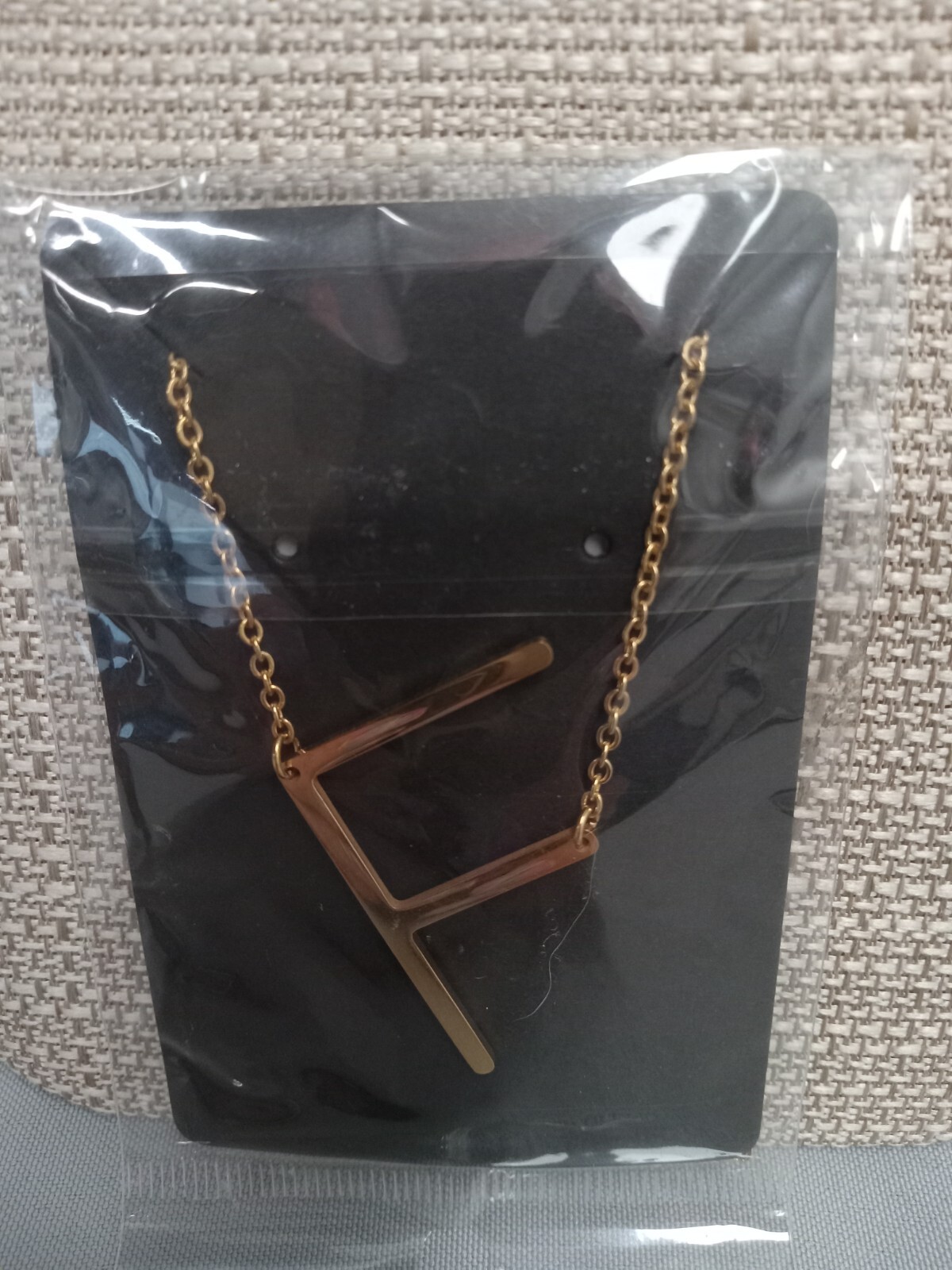22″ Sideways Initial Letter 18K plated Stainless necklace Gold large charm penda