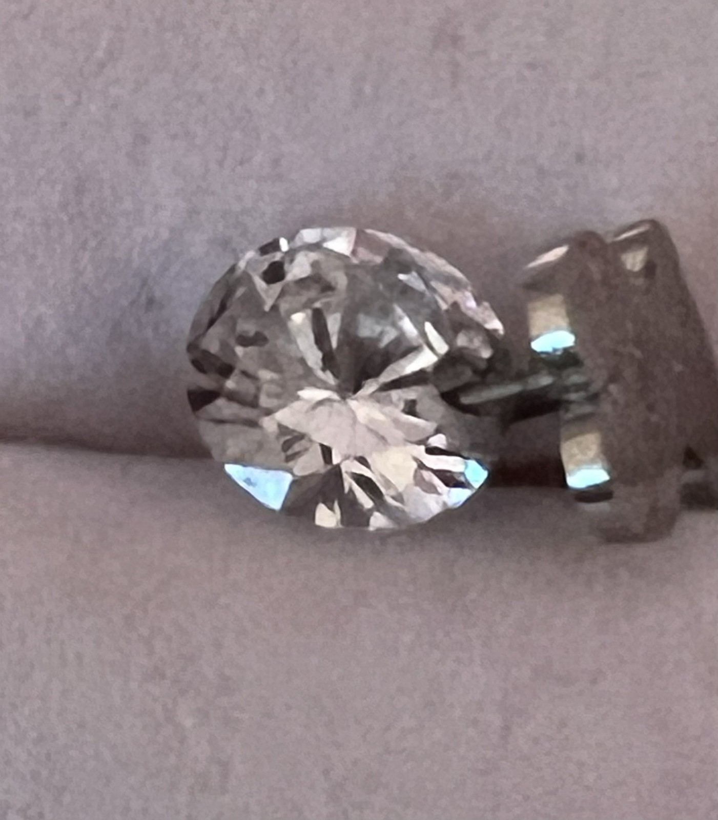 PAIR OF TOUS BEAR BACKING STUD EARRINGS- CLEAR CUBIC ZIRCONIA SOLITAIRES -SILVER