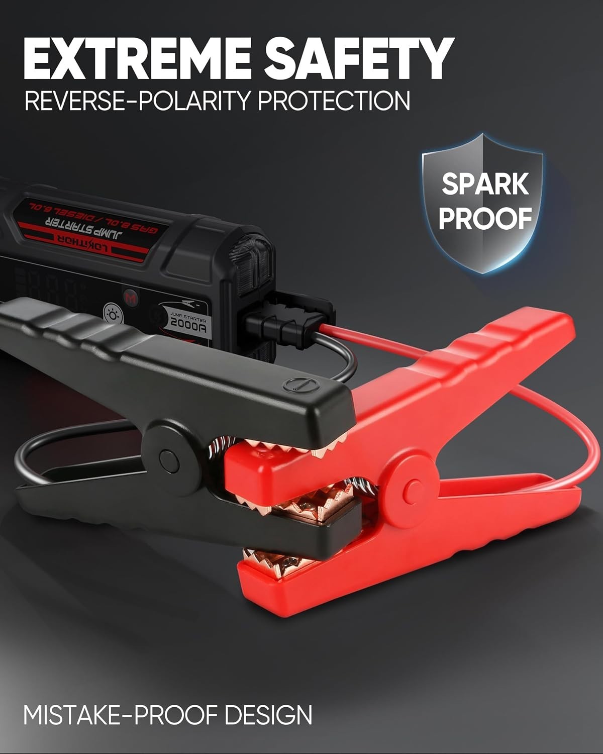 Portable Jump Starter 2000A 12V Lithium Battery Booster Digital Display Jump Box