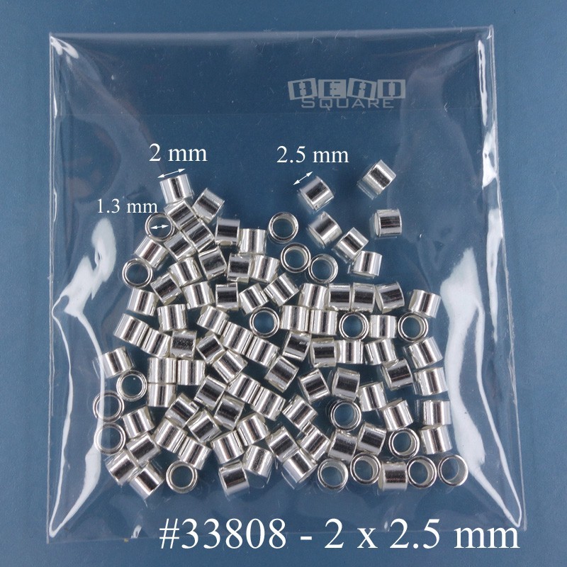 100PC Solid Sterling Silver Tube Spacers / End Crimp Beads [1.5mm – 5mm]