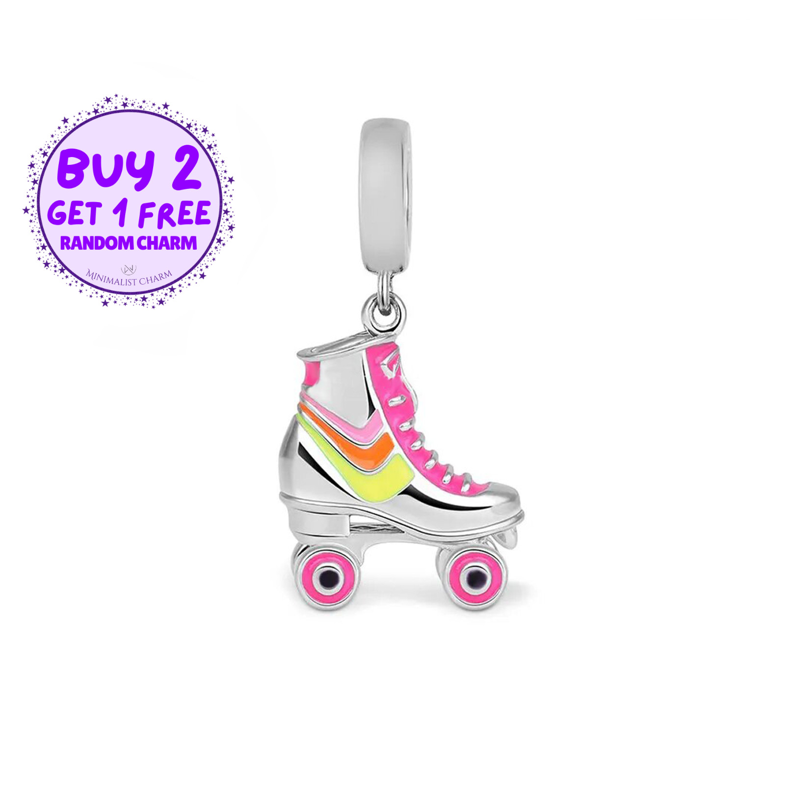 Roller Skate Charm For Bracelet, Skater Charm, Pink Skate Charm