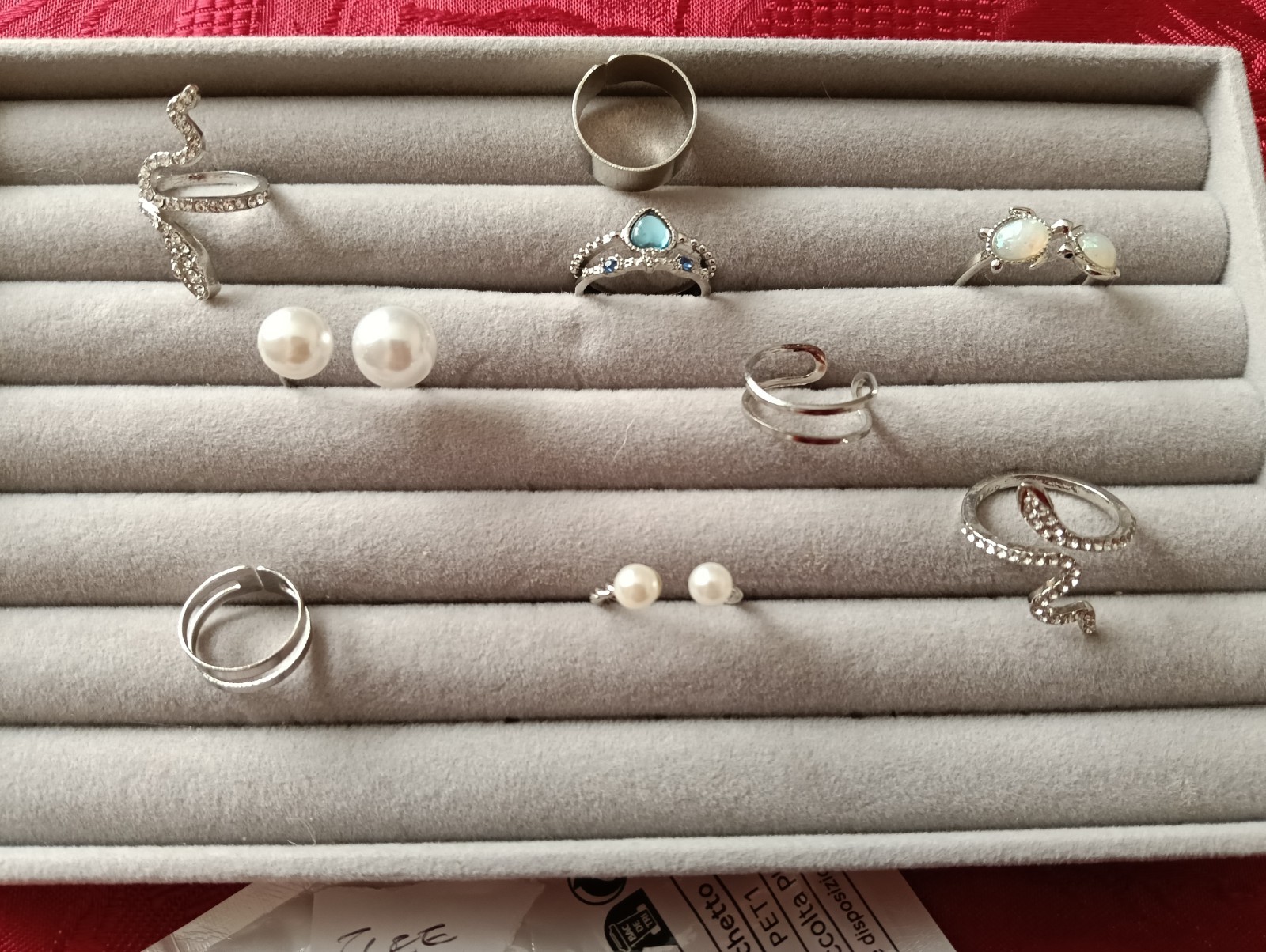 9 x Collection Various Style Silver Coloured Costume Rings free Size