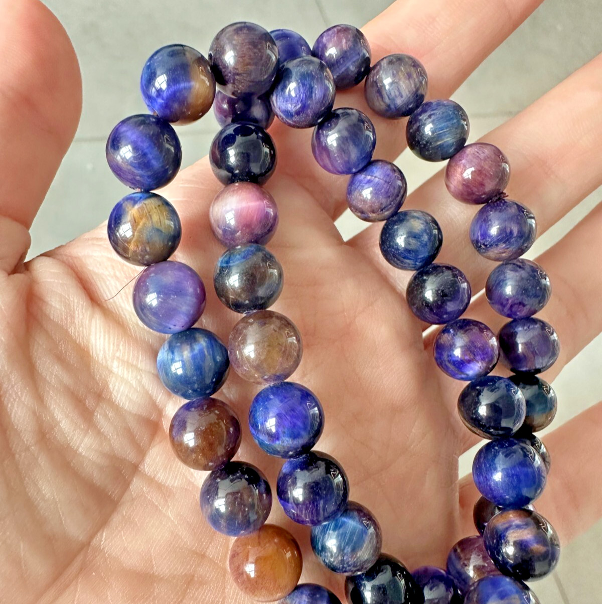 Purple and Blue Sugilite Round Beads Bracelet | Healing Crystal Gift for Her