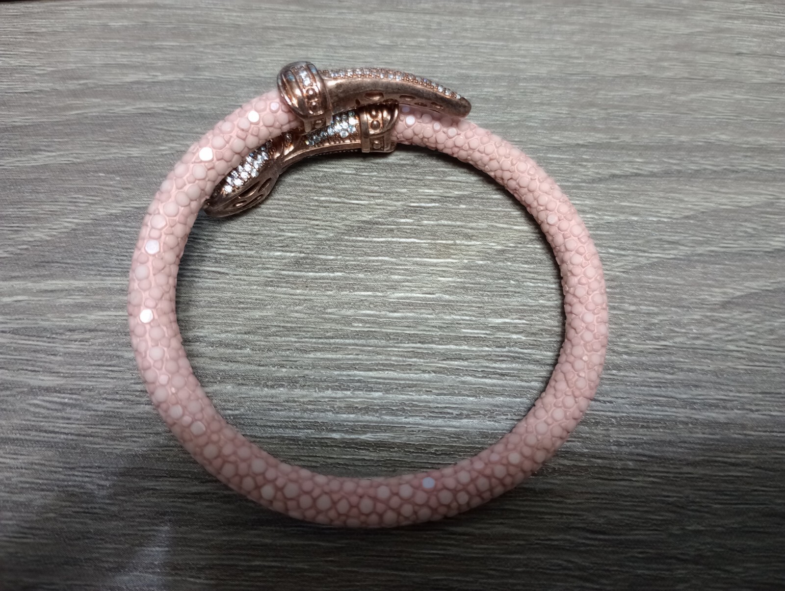 Cozmo 925 Sterling Silver Pink Stingray Leather Snake Bracelet 6″ Free Shipping